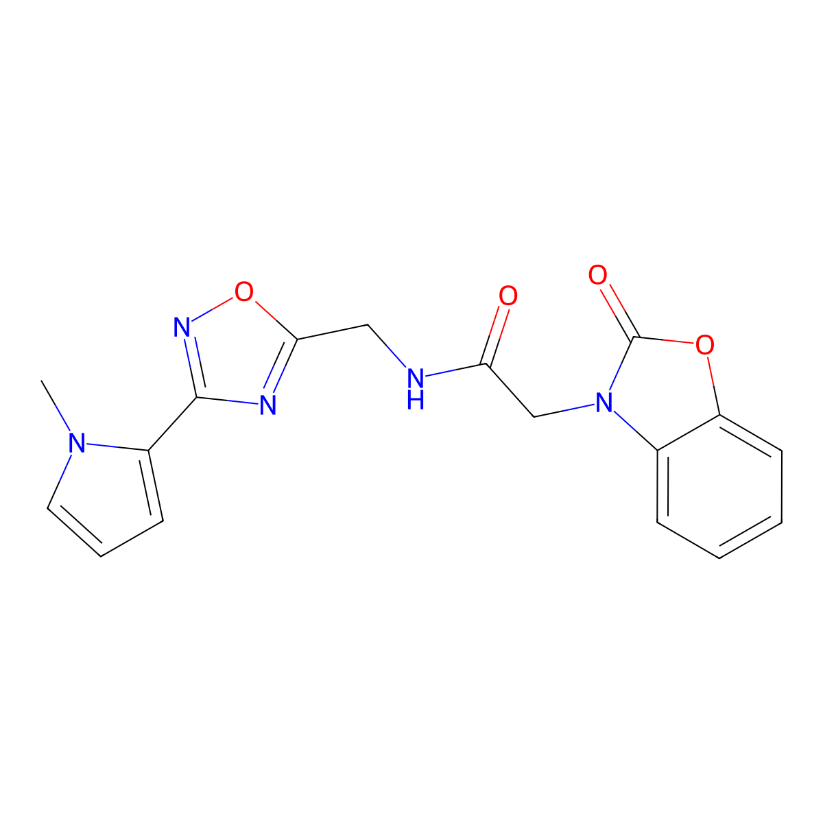 N-((3-(1-methyl-1H-pyrrol-2-yl)-1,2,4-oxadiazol-5-yl)methyl)-2-(2-oxobenzo[d]oxazol-3(2H)-yl)acetamide molecular structure, CAS 2034508-47-7