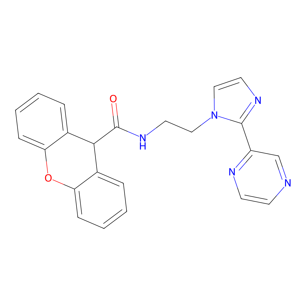 N-{2-[2-(pyrazin-2-yl)-1H-imidazol-1-yl]ethyl}-9H-xanthene-9-carboxamide molecular structure, CAS 2034508-54-6