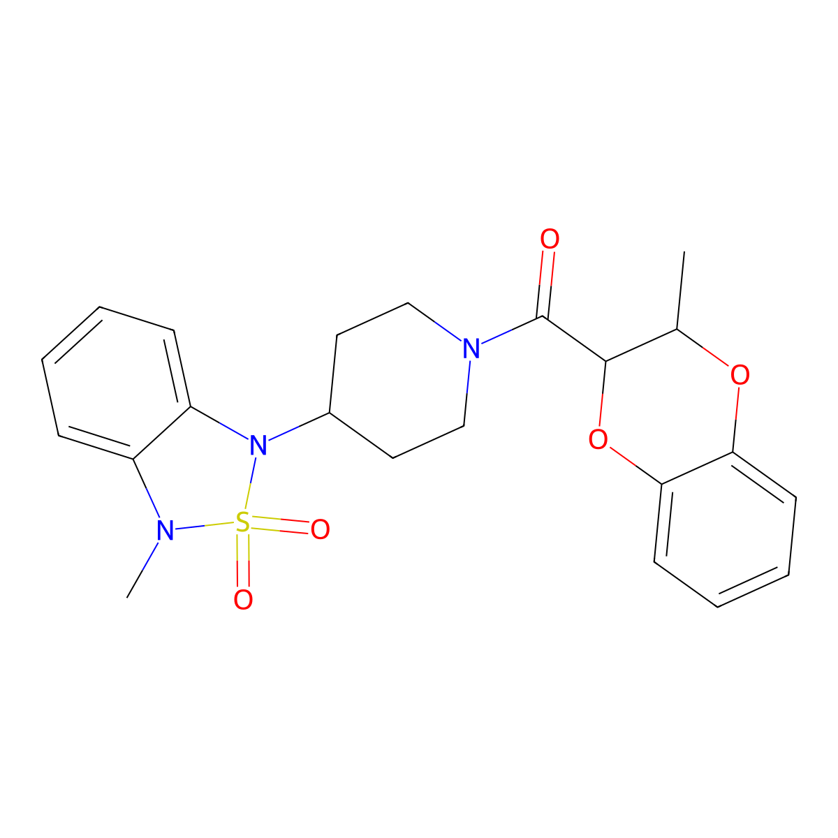 (4-(3-methyl-2,2-dioxidobenzo[c][1,2,5]thiadiazol-1(3H)-yl)piperidin-1-yl)(3-methyl-2,3-dihydrobenzo[b][1,4]dioxin-2-yl)methanone molecular structure, CAS 2034508-61-5