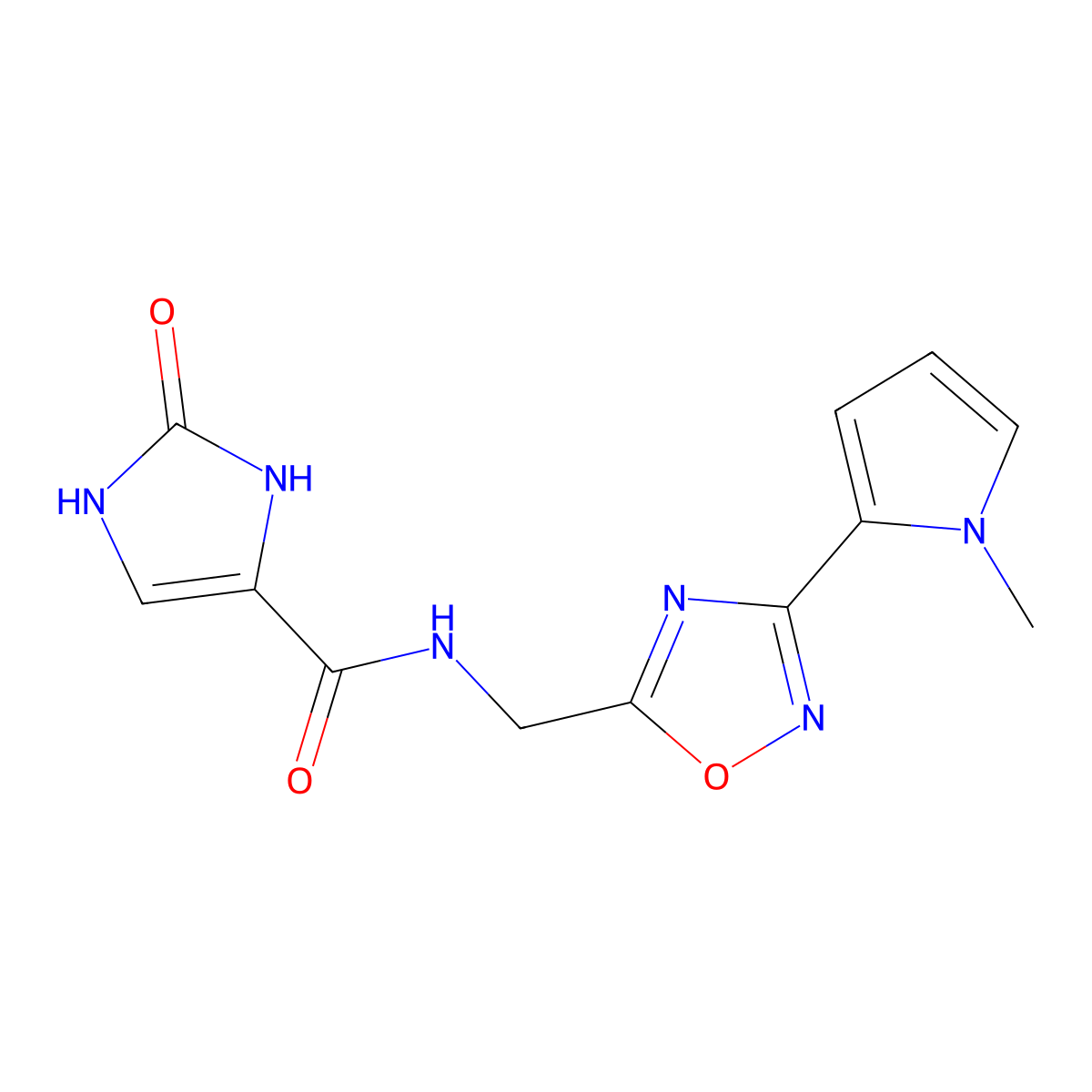N-((3-(1-methyl-1H-pyrrol-2-yl)-1,2,4-oxadiazol-5-yl)methyl)-2-oxo-2,3-dihydro-1H-imidazole-4-carboxamide molecular structure, CAS 2034508-63-7
