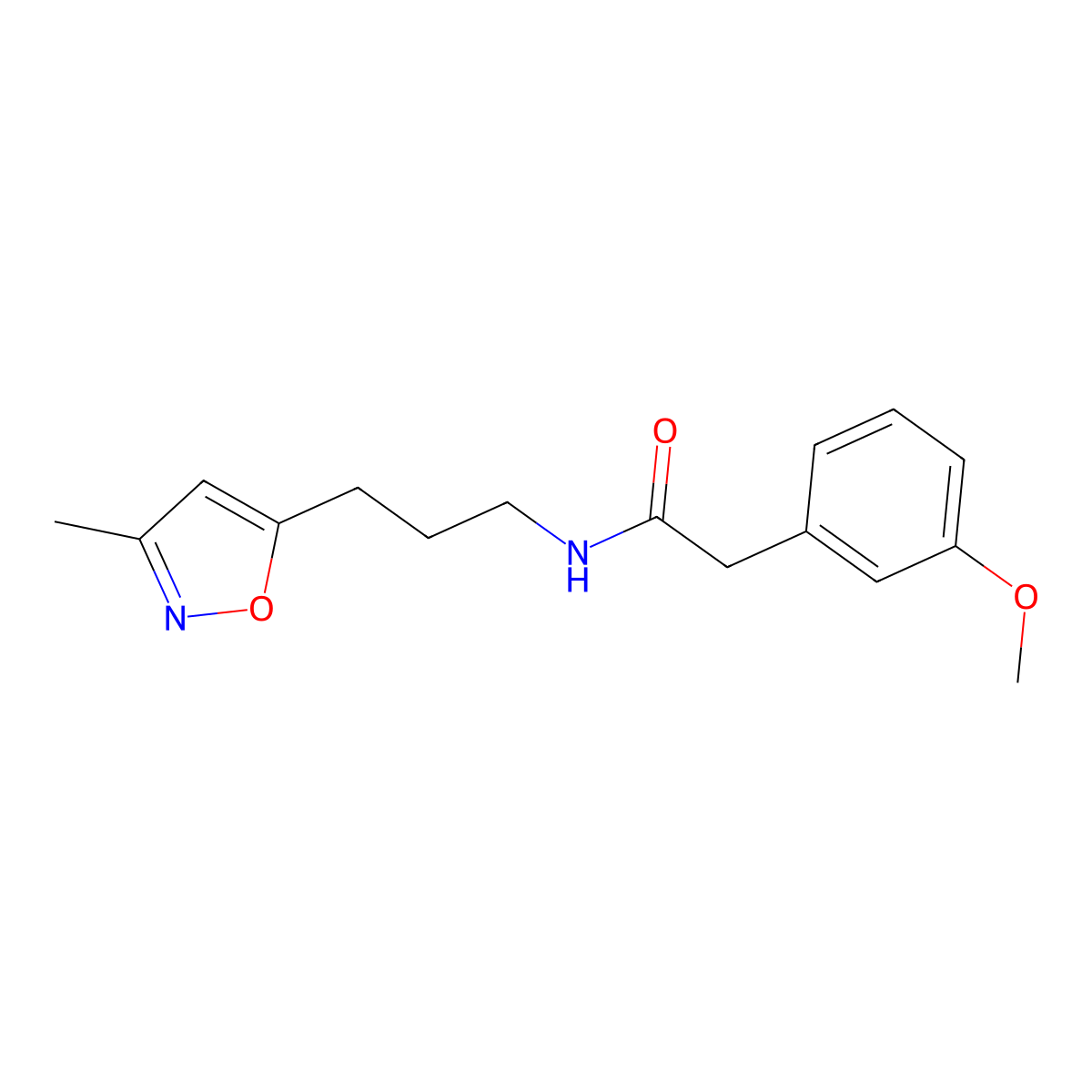 2-(3-methoxyphenyl)-N-(3-(3-methylisoxazol-5-yl)propyl)acetamide molecular structure, CAS 2034508-66-0