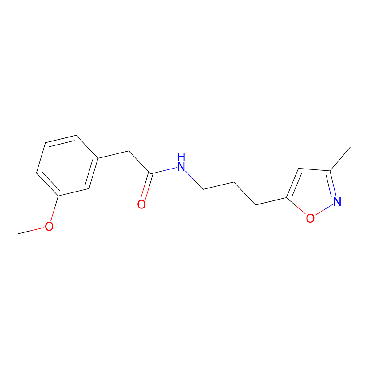 2-(3-methoxyphenyl)-N-(3-(3-methylisoxazol-5-yl)propyl)acetamide molecular structure, CAS 2034508-66-0