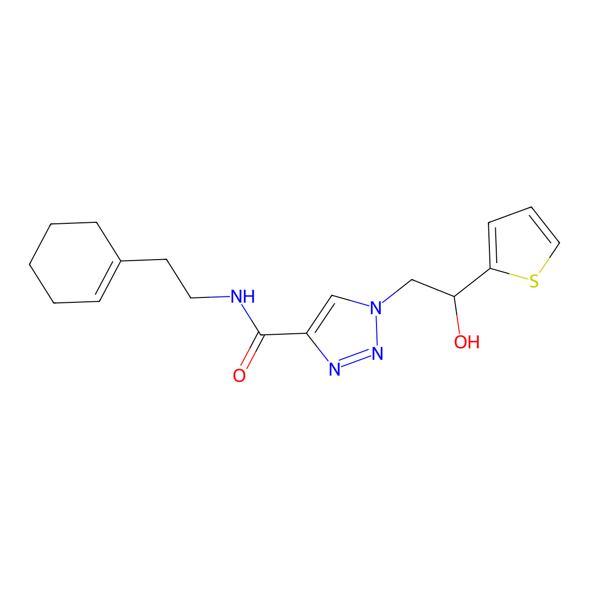 N-(2-(cyclohex-1-en-1-yl)ethyl)-1-(2-hydroxy-2-(thiophen-2-yl)ethyl)-1H-1,2,3-triazole-4-carboxamide molecular structure, CAS 2034508-71-7