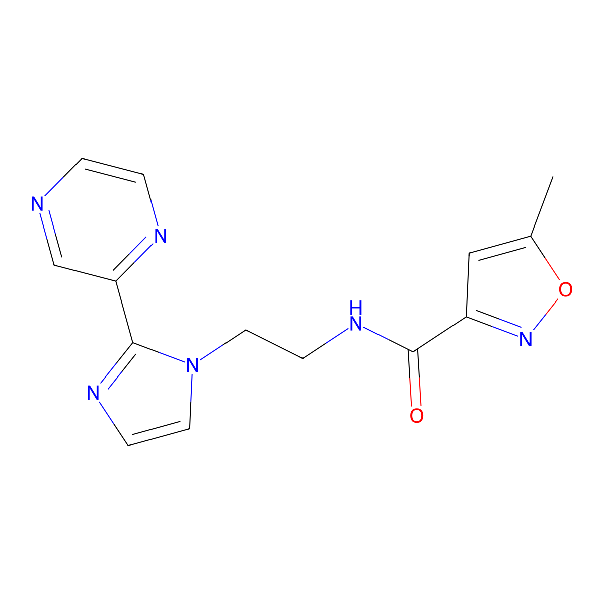 5-methyl-N-(2-(2-(pyrazin-2-yl)-1H-imidazol-1-yl)ethyl)isoxazole-3-carboxamide molecular structure, CAS 2034508-83-1