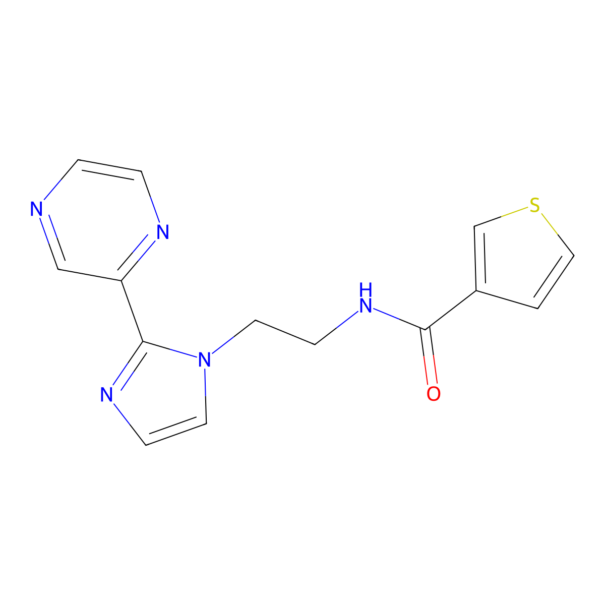 N-(2-(2-(pyrazin-2-yl)-1H-imidazol-1-yl)ethyl)thiophene-3-carboxamide molecular structure, CAS 2034508-92-2