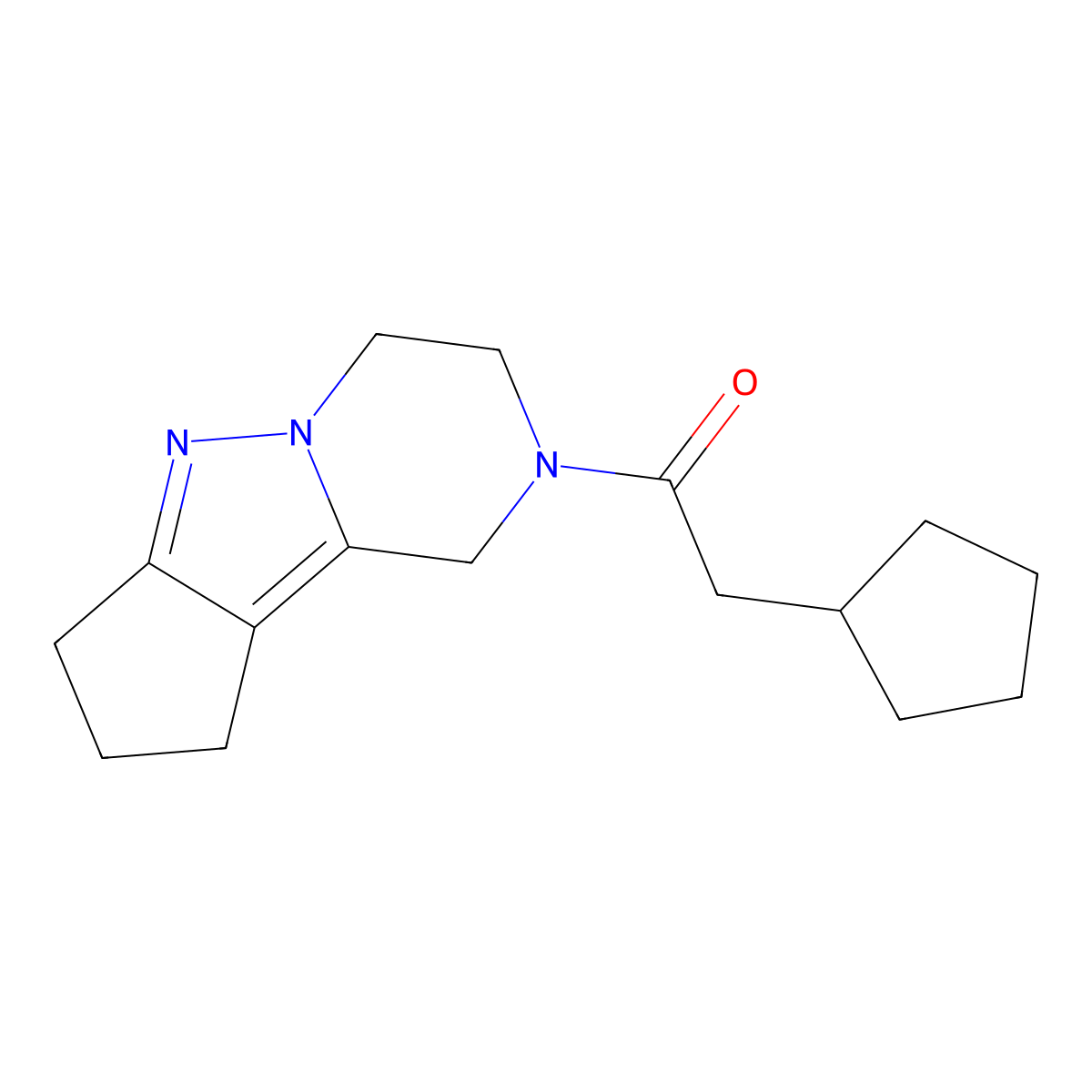 2-Cyclopentyl-1-{7,8,11-triazatricyclo[6.4.0.0^{2,6}]dodeca-1,6-dien-11-yl}ethan-1-one molecular structure, CAS 2034508-93-3