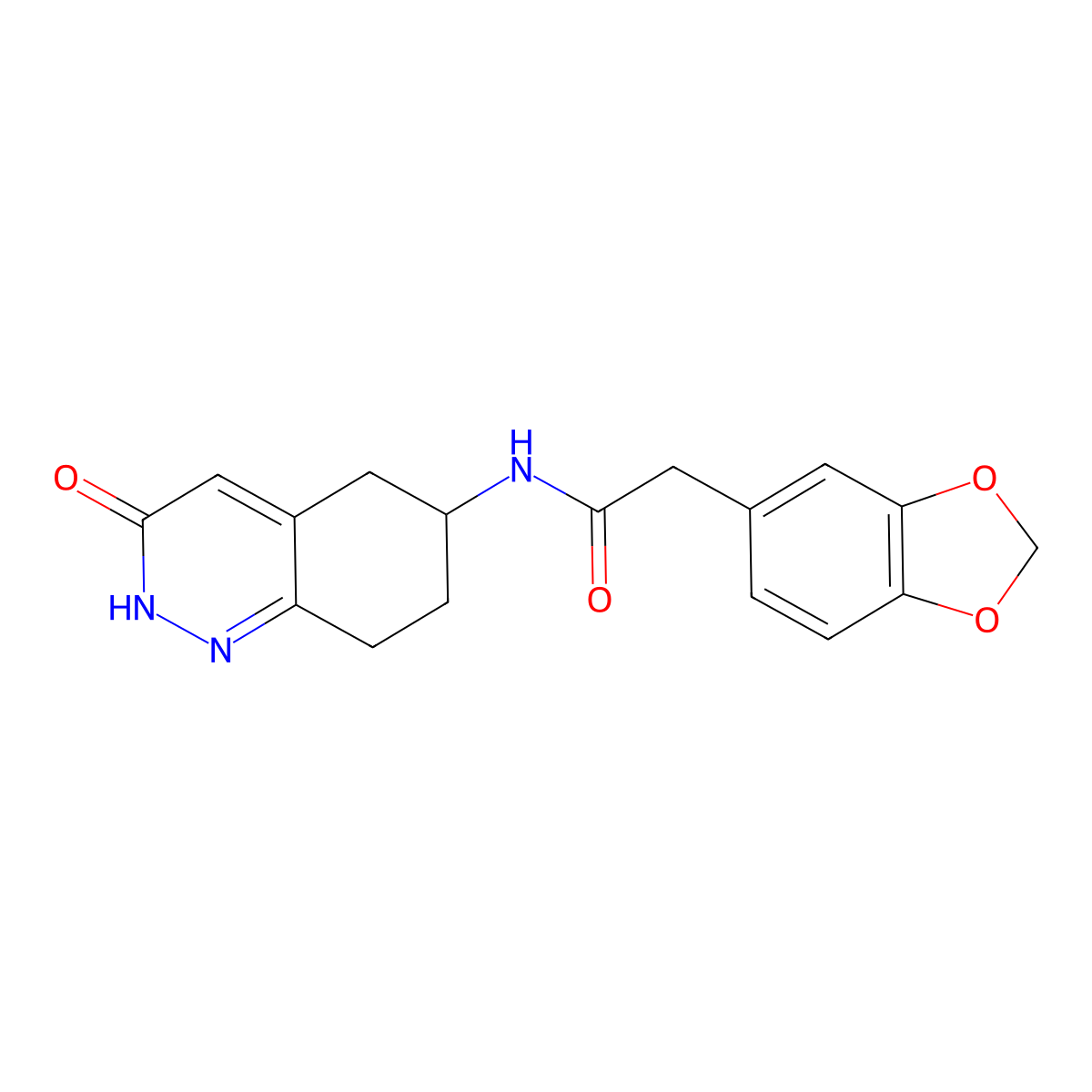 2-(benzo[d][1,3]dioxol-5-yl)-N-(3-oxo-2,3,5,6,7,8-hexahydrocinnolin-6-yl)acetamide molecular structure, CAS 2034508-97-7