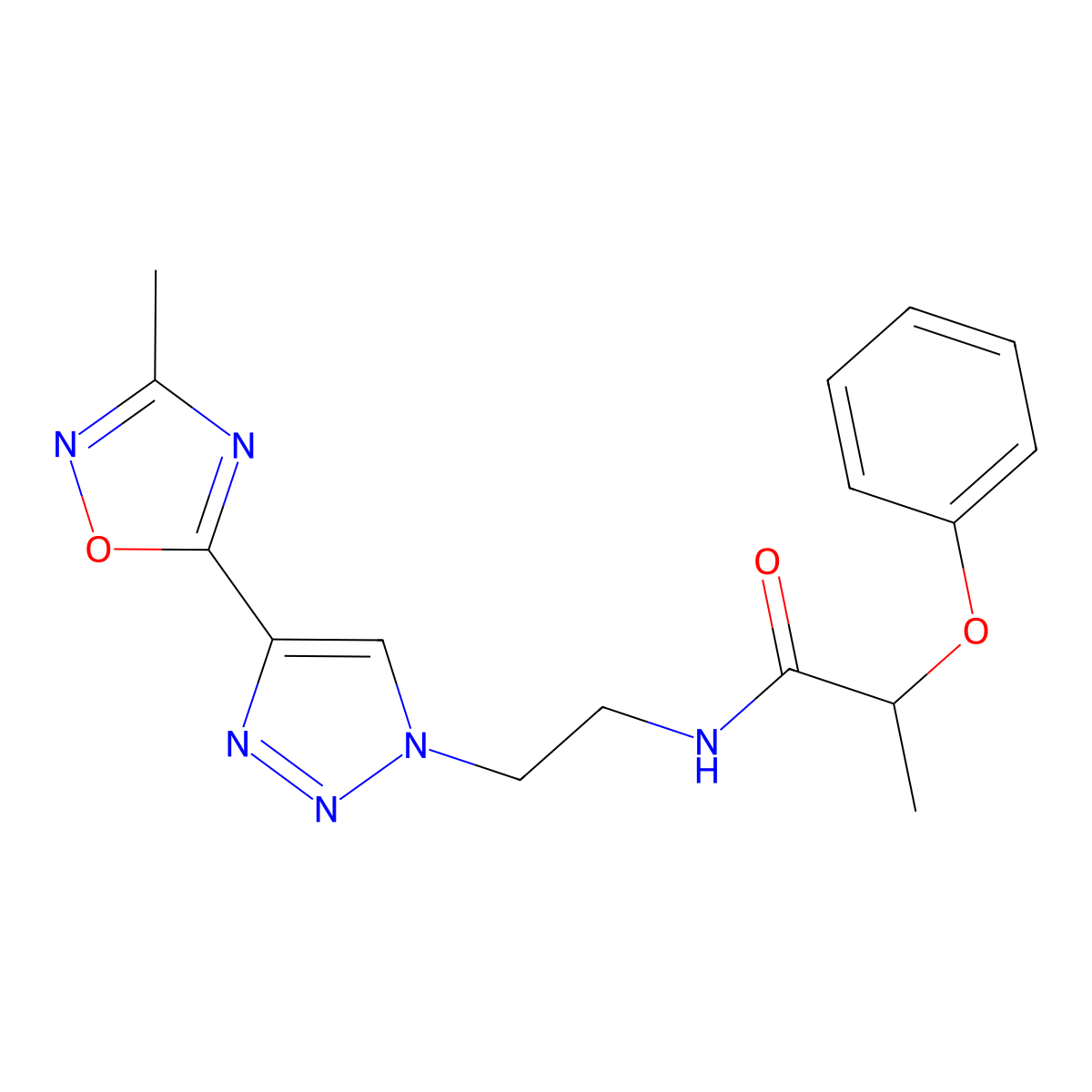N-(2-(4-(3-methyl-1,2,4-oxadiazol-5-yl)-1H-1,2,3-triazol-1-yl)ethyl)-2-phenoxypropanamide molecular structure, CAS 2034508-99-9