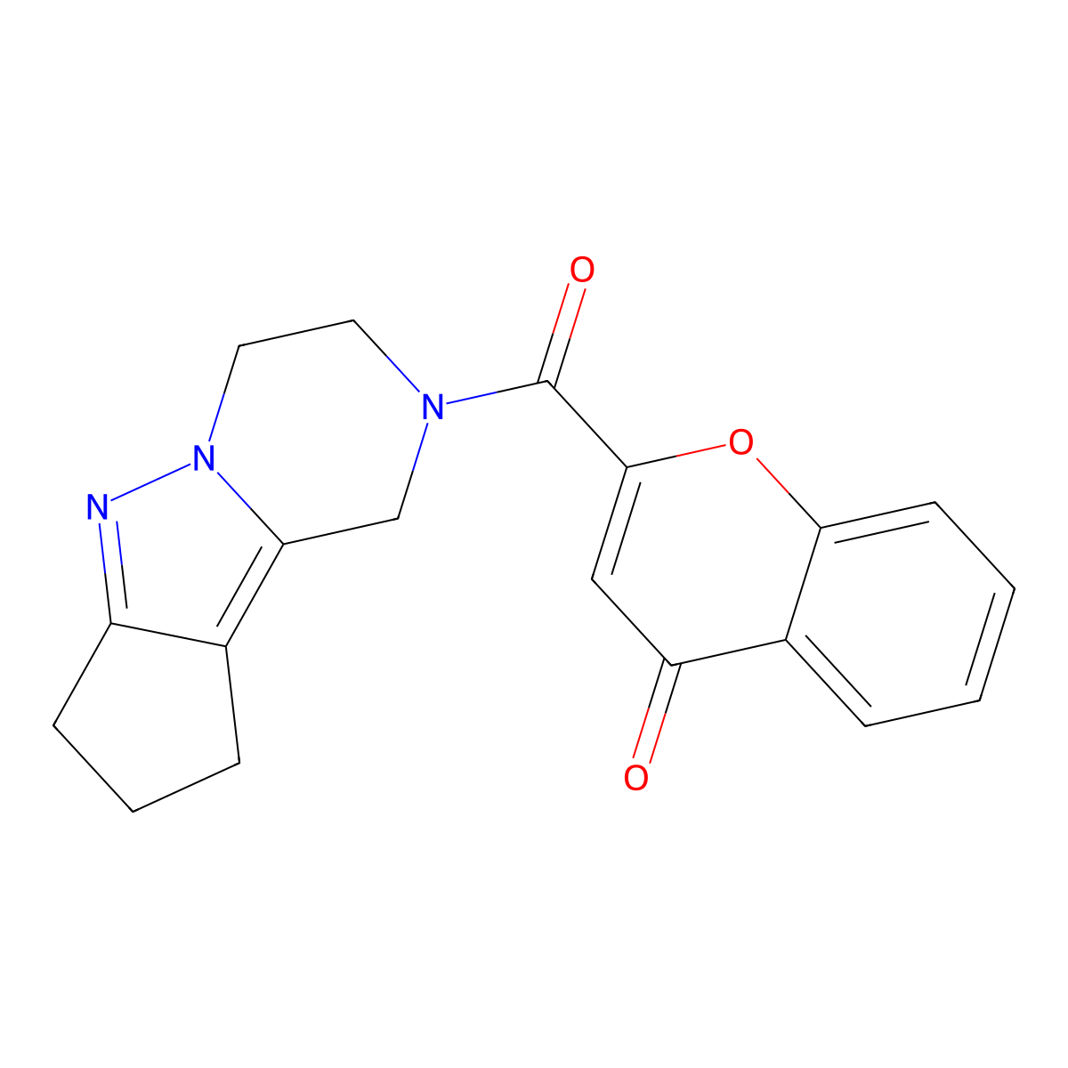 2-(2,3,4,7,8,9-hexahydro-1H-cyclopenta[3,4]pyrazolo[1,5-a]pyrazine-2-carbonyl)-4H-chromen-4-one molecular structure, CAS 2034509-00-5