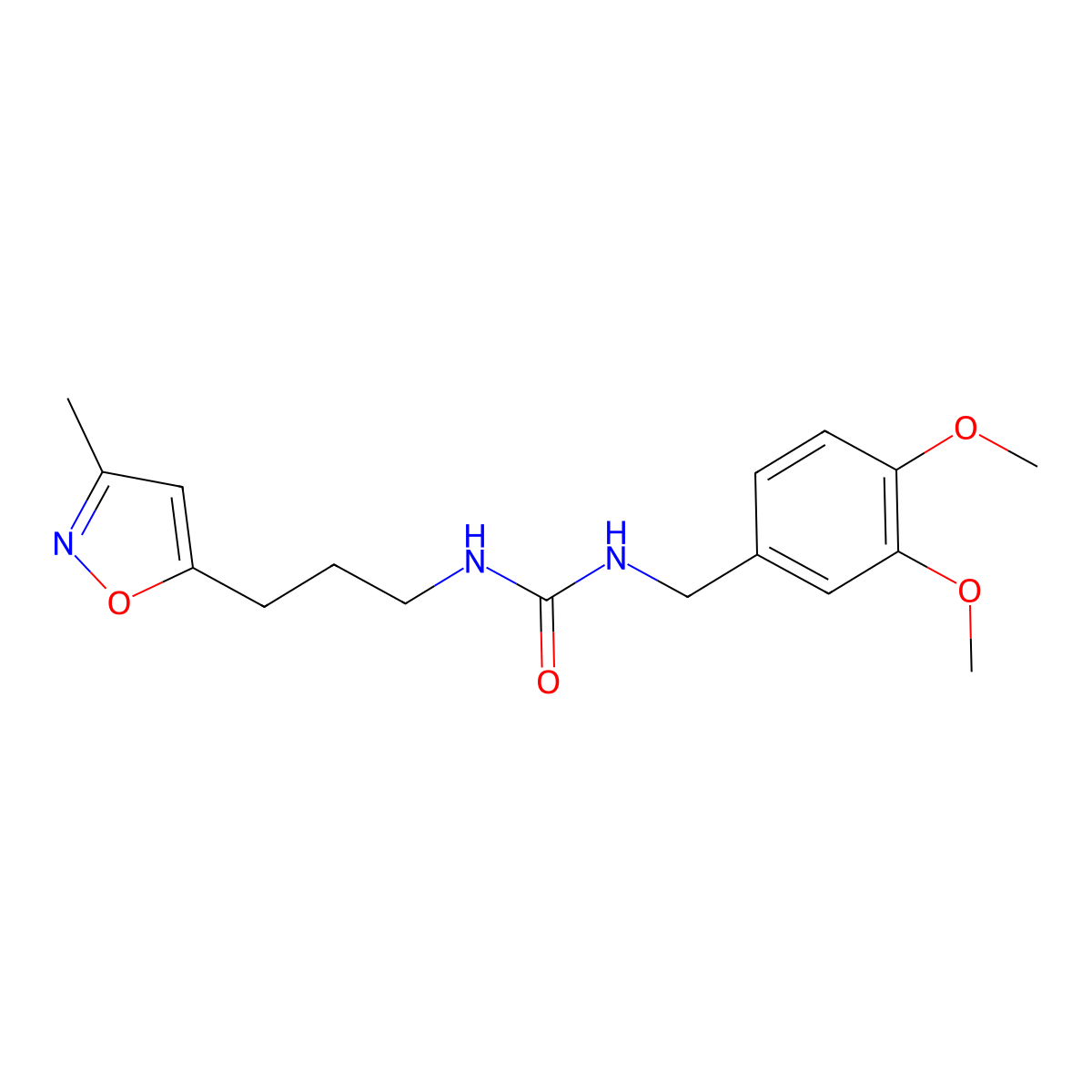 1-(3,4-Dimethoxybenzyl)-3-(3-(3-methylisoxazol-5-yl)propyl)urea molecular structure, CAS 2034509-02-7