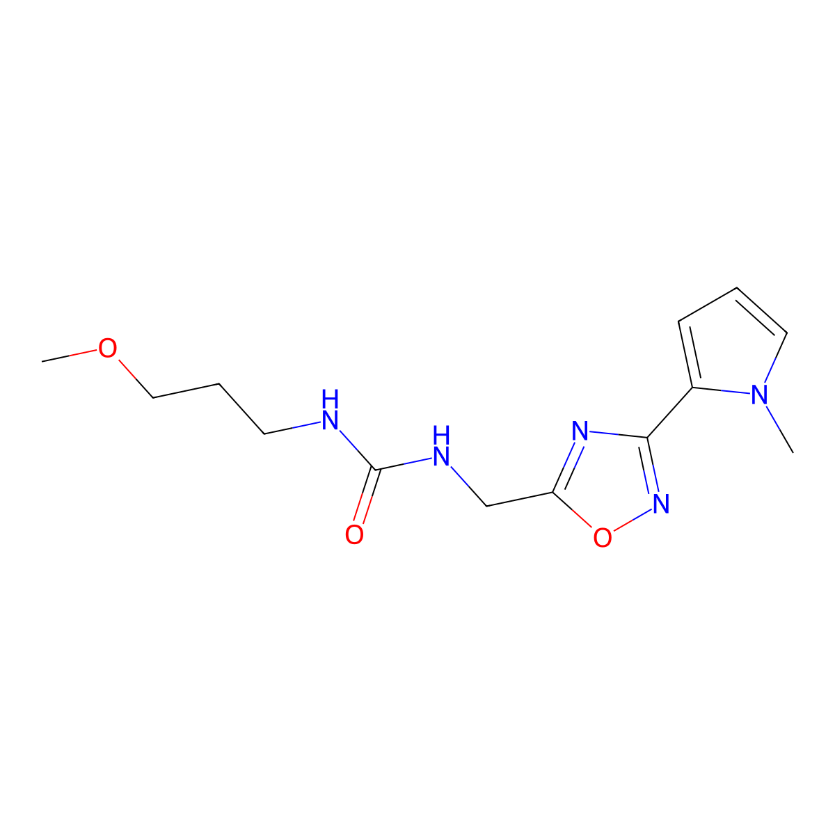 1-(3-methoxypropyl)-3-((3-(1-methyl-1H-pyrrol-2-yl)-1,2,4-oxadiazol-5-yl)methyl)urea molecular structure, CAS 2034509-04-9