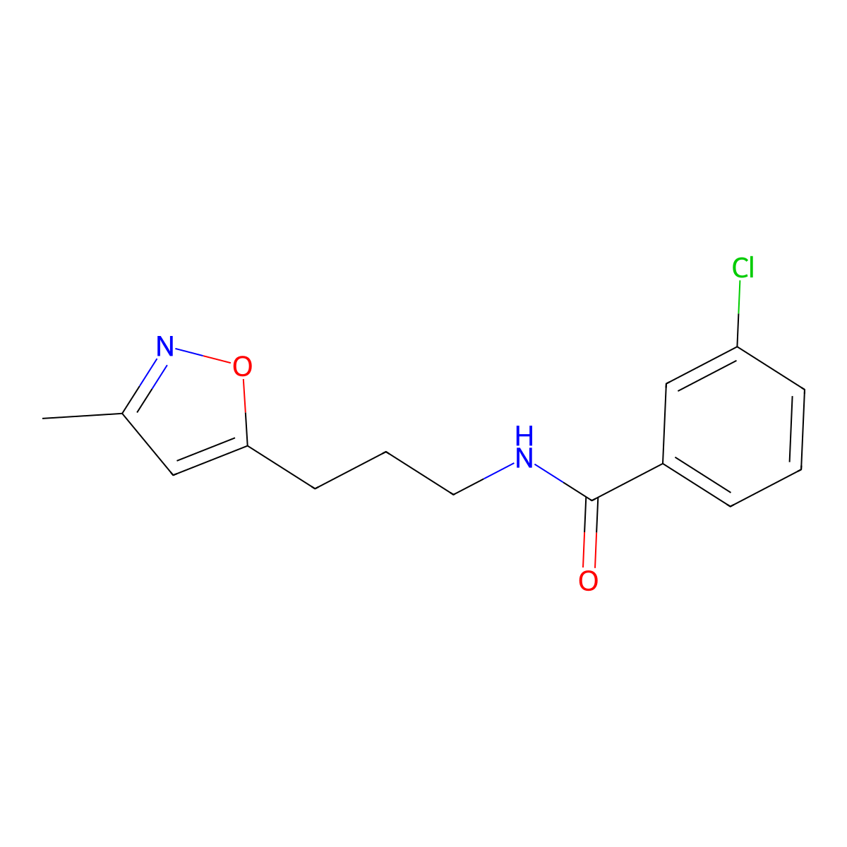 3-chloro-N-(3-(3-methylisoxazol-5-yl)propyl)benzamide molecular structure, CAS 2034509-12-9