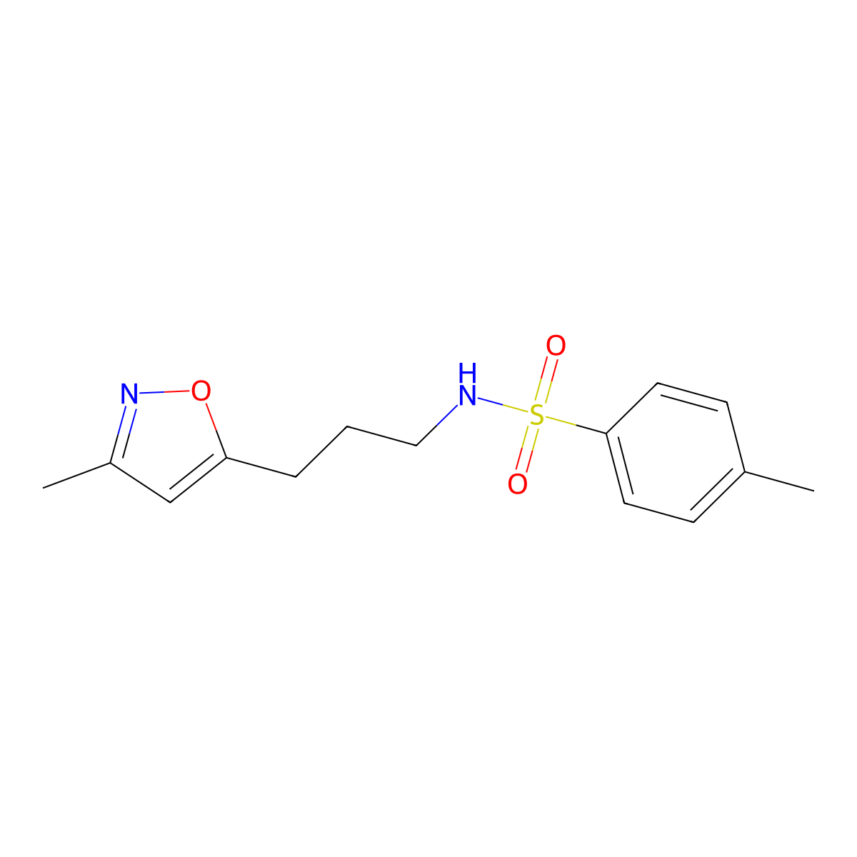 4-methyl-N-(3-(3-methylisoxazol-5-yl)propyl)benzenesulfonamide molecular structure, CAS 2034509-18-5