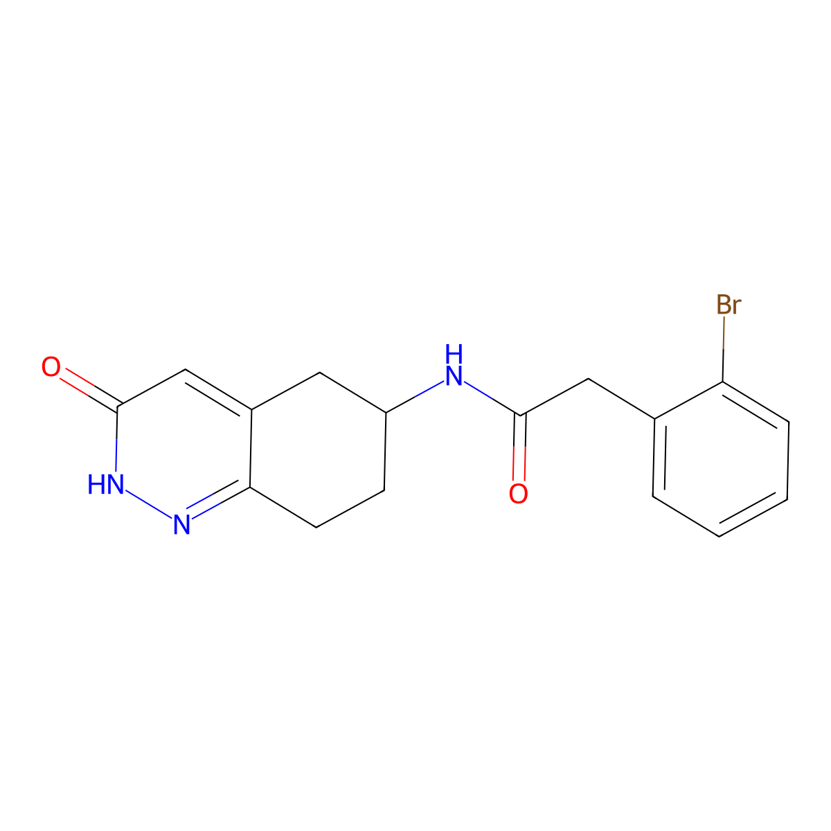2-(2-bromophenyl)-N-(3-oxo-2,3,5,6,7,8-hexahydrocinnolin-6-yl)acetamide molecular structure, CAS 2034509-21-0
