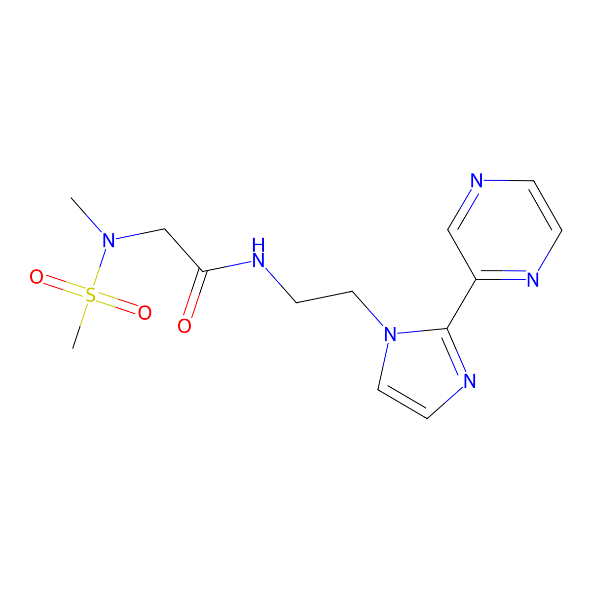 2-(N-methylmethanesulfonamido)-N-{2-[2-(pyrazin-2-yl)-1H-imidazol-1-yl]ethyl}acetamide molecular structure, CAS 2034509-27-6