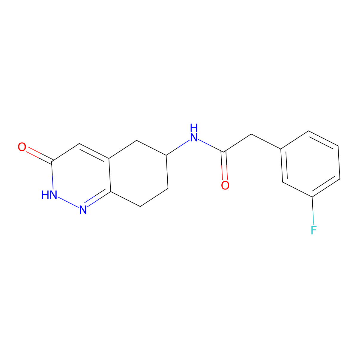 2-(3-fluorophenyl)-N-(3-oxo-2,3,5,6,7,8-hexahydrocinnolin-6-yl)acetamide molecular structure, CAS 2034509-33-4