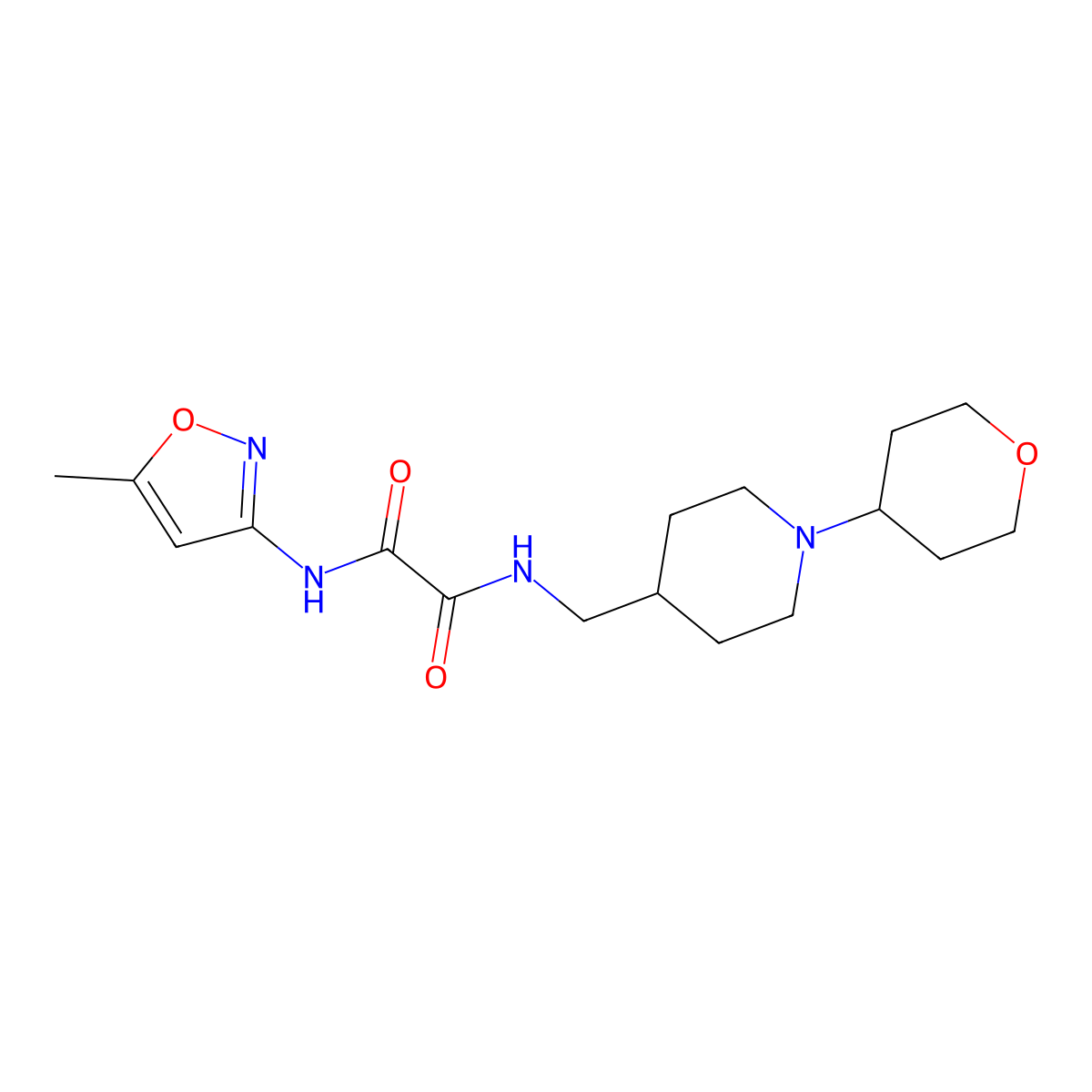 N1-(5-methylisoxazol-3-yl)-N2-((1-(tetrahydro-2H-pyran-4-yl)piperidin-4-yl)methyl)oxalamide molecular structure, CAS 2034509-34-5