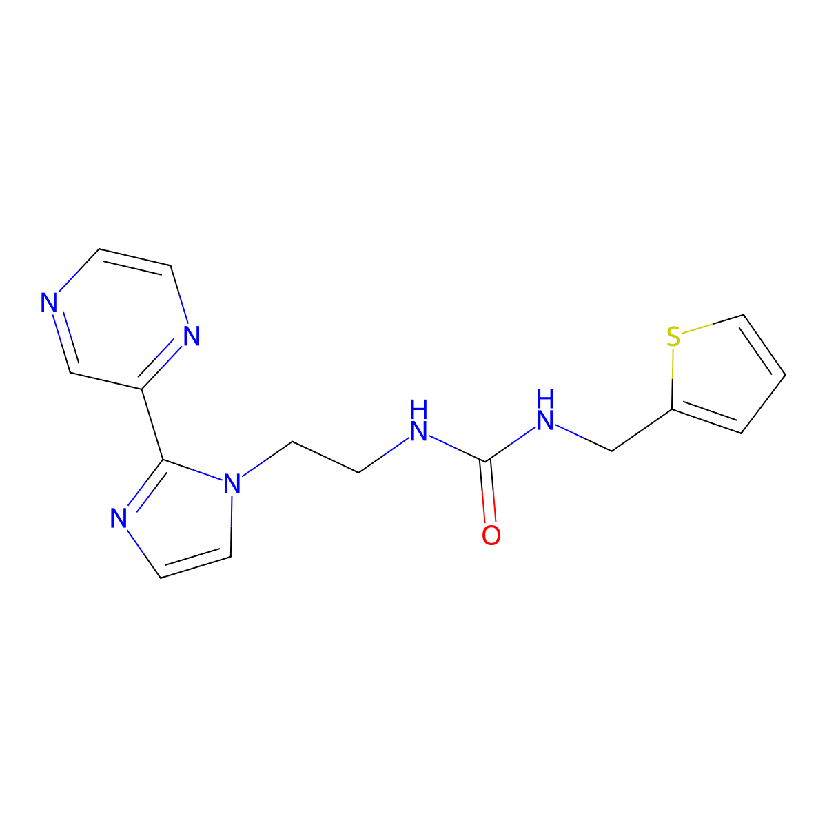 1-(2-(2-(pyrazin-2-yl)-1H-imidazol-1-yl)ethyl)-3-(thiophen-2-ylmethyl)urea molecular structure, CAS 2034509-35-6