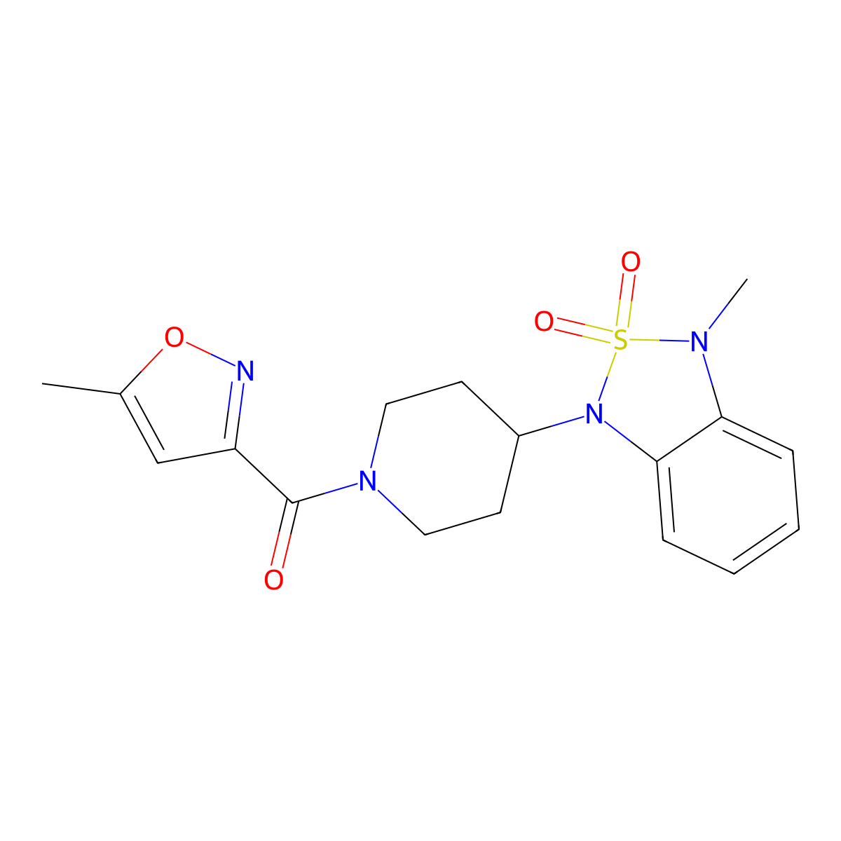 (4-(3-methyl-2,2-dioxidobenzo[c][1,2,5]thiadiazol-1(3H)-yl)piperidin-1-yl)(5-methylisoxazol-3-yl)methanone molecular structure, CAS 2034509-49-2
