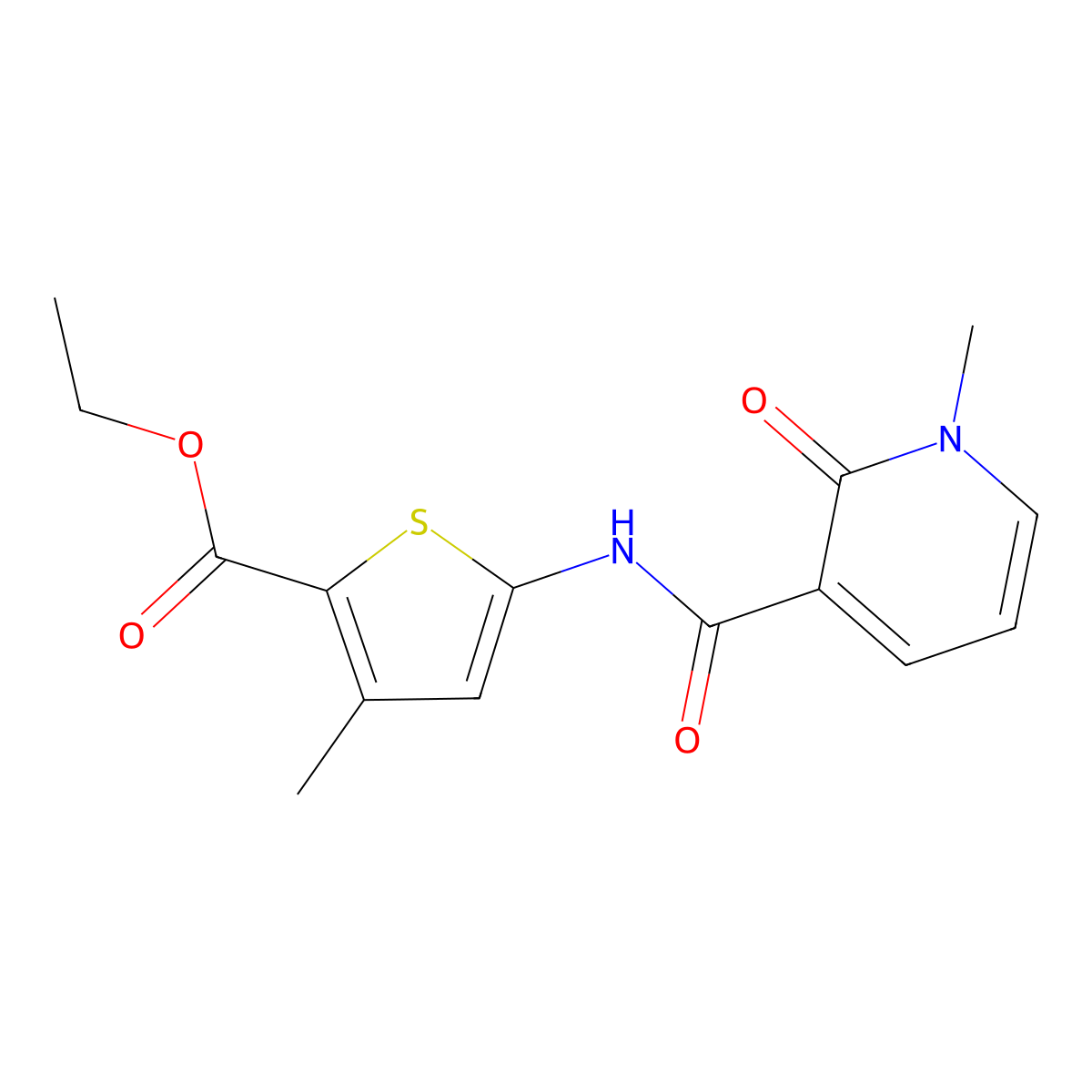Ethyl 3-methyl-5-(1-methyl-2-oxo-1,2-dihydropyridine-3-carboxamido)thiophene-2-carboxylate molecular structure, CAS 2034509-50-5
