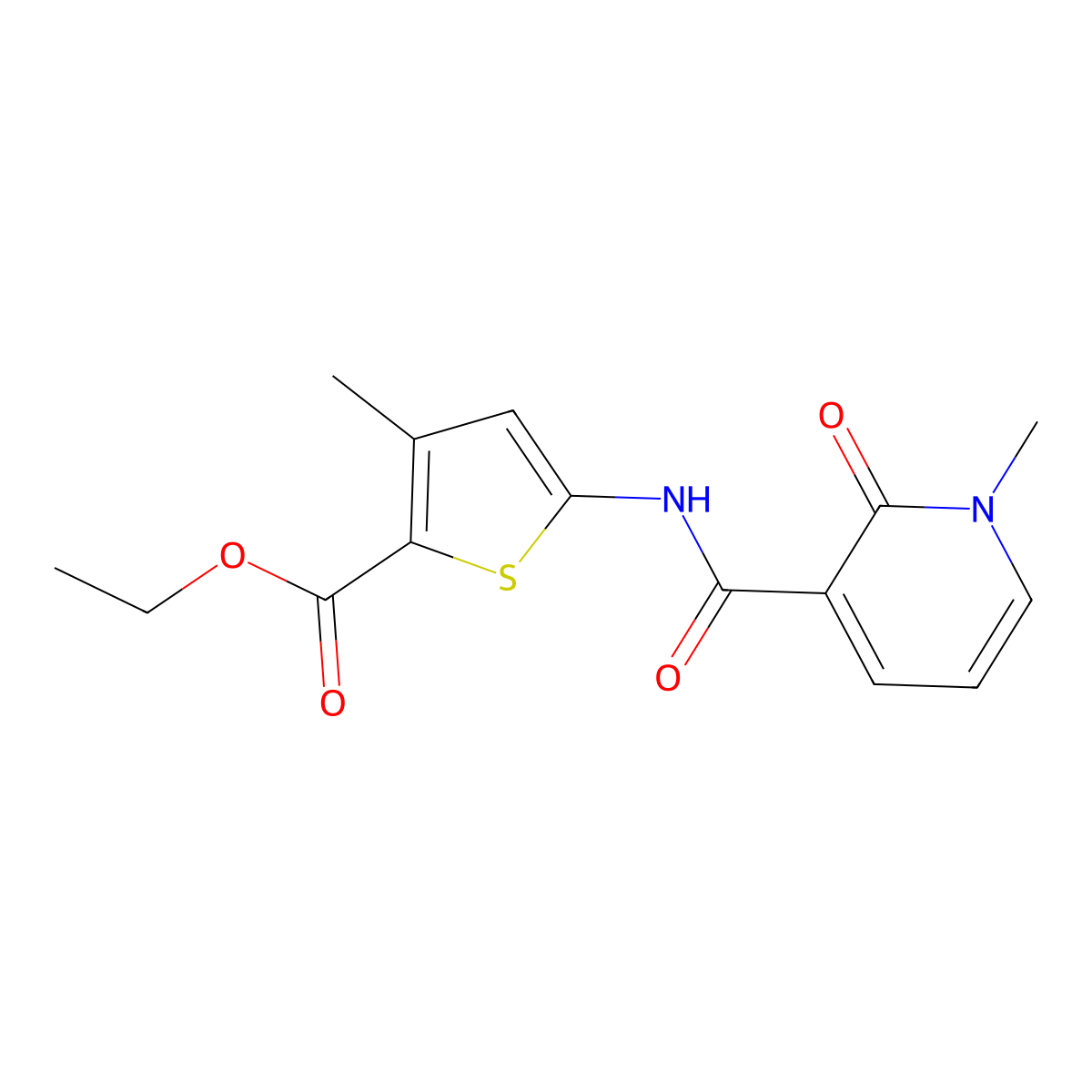 Ethyl 3-methyl-5-(1-methyl-2-oxo-1,2-dihydropyridine-3-carboxamido)thiophene-2-carboxylate molecular structure, CAS 2034509-50-5