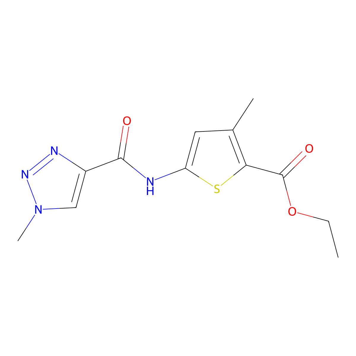 ethyl 3-methyl-5-(1-methyl-1H-1,2,3-triazole-4-carboxamido)thiophene-2-carboxylate molecular structure, CAS 2034509-55-0