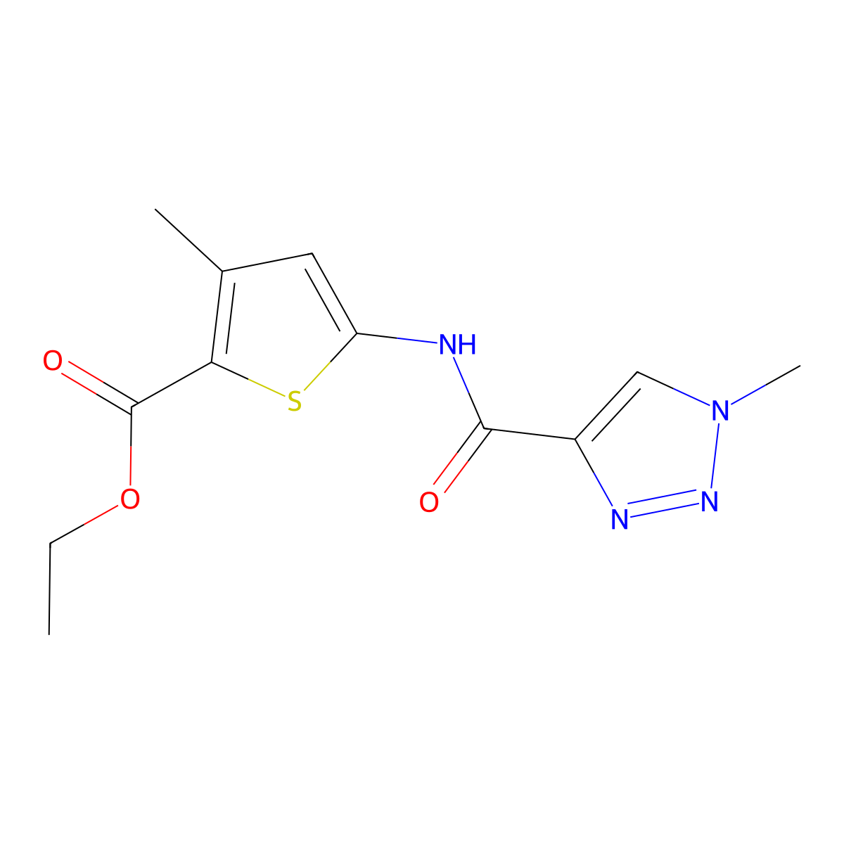 ethyl 3-methyl-5-(1-methyl-1H-1,2,3-triazole-4-carboxamido)thiophene-2-carboxylate molecular structure, CAS 2034509-55-0