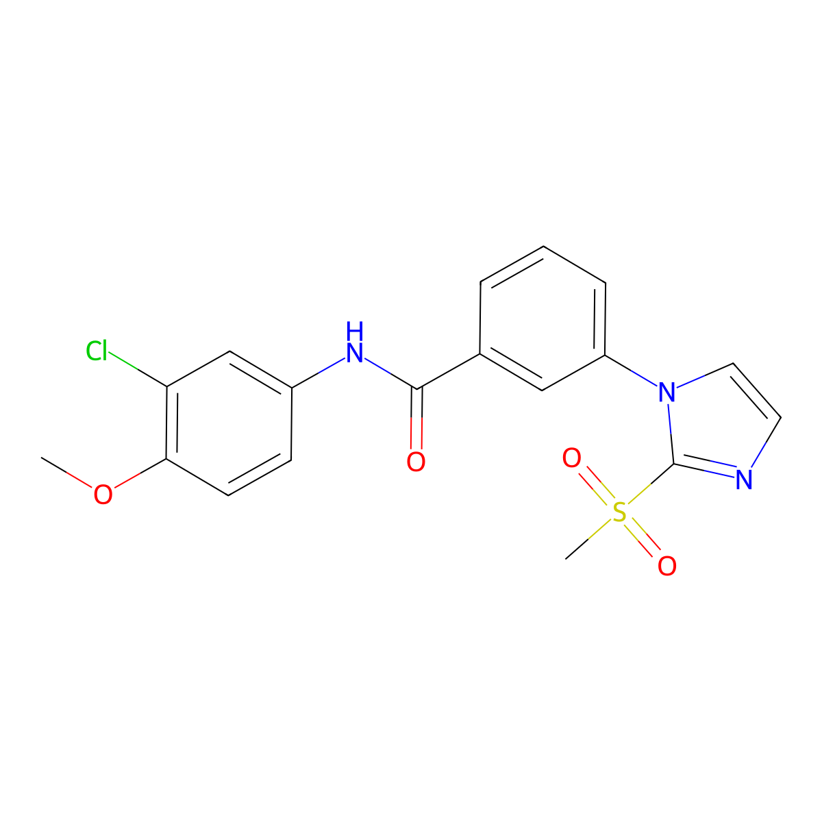 N-(3-chloro-4-methoxyphenyl)-3-(2-(methylsulfonyl)-1H-imidazol-1-yl)benzamide molecular structure, CAS 2034509-58-3