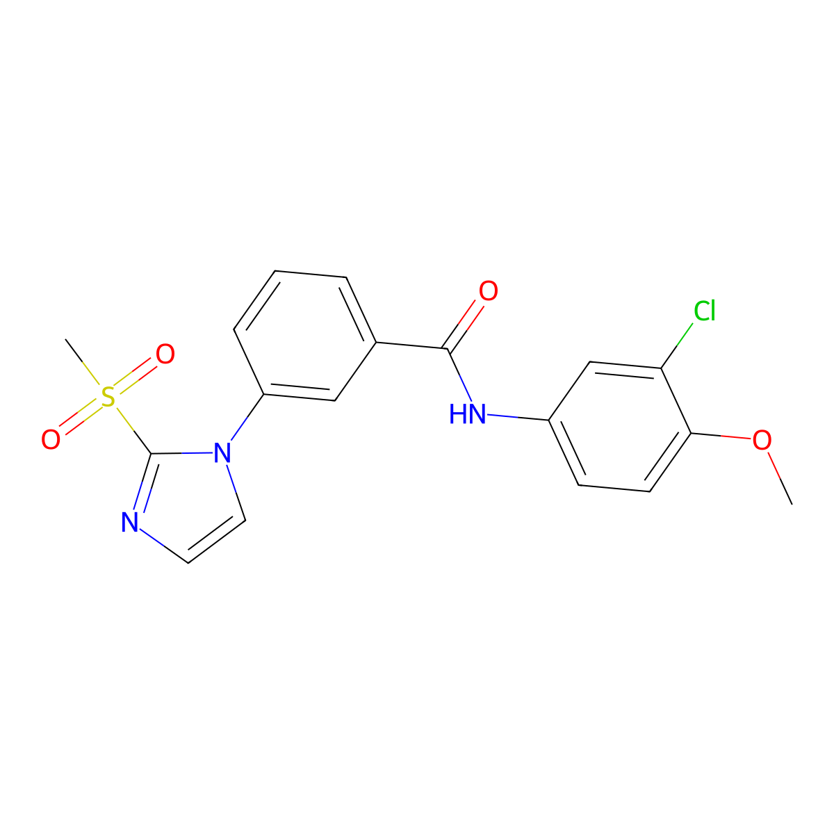 N-(3-chloro-4-methoxyphenyl)-3-(2-(methylsulfonyl)-1H-imidazol-1-yl)benzamide molecular structure, CAS 2034509-58-3