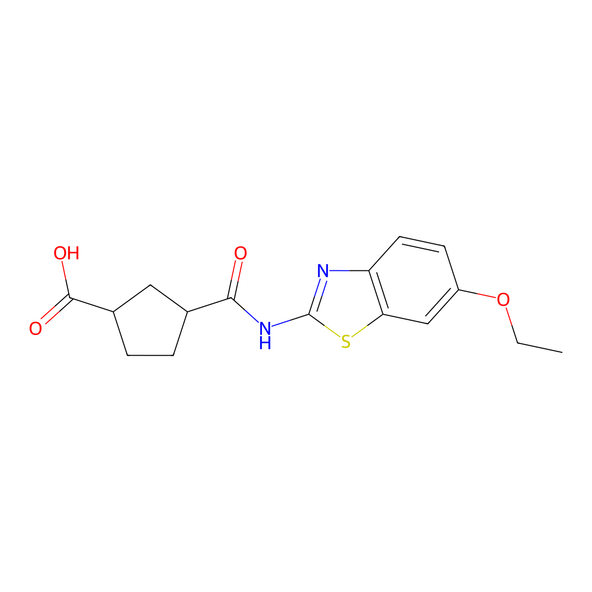 3-((6-Ethoxybenzo[d]thiazol-2-yl)carbamoyl)cyclopentanecarboxylic acid molecular structure, CAS 2034509-61-8