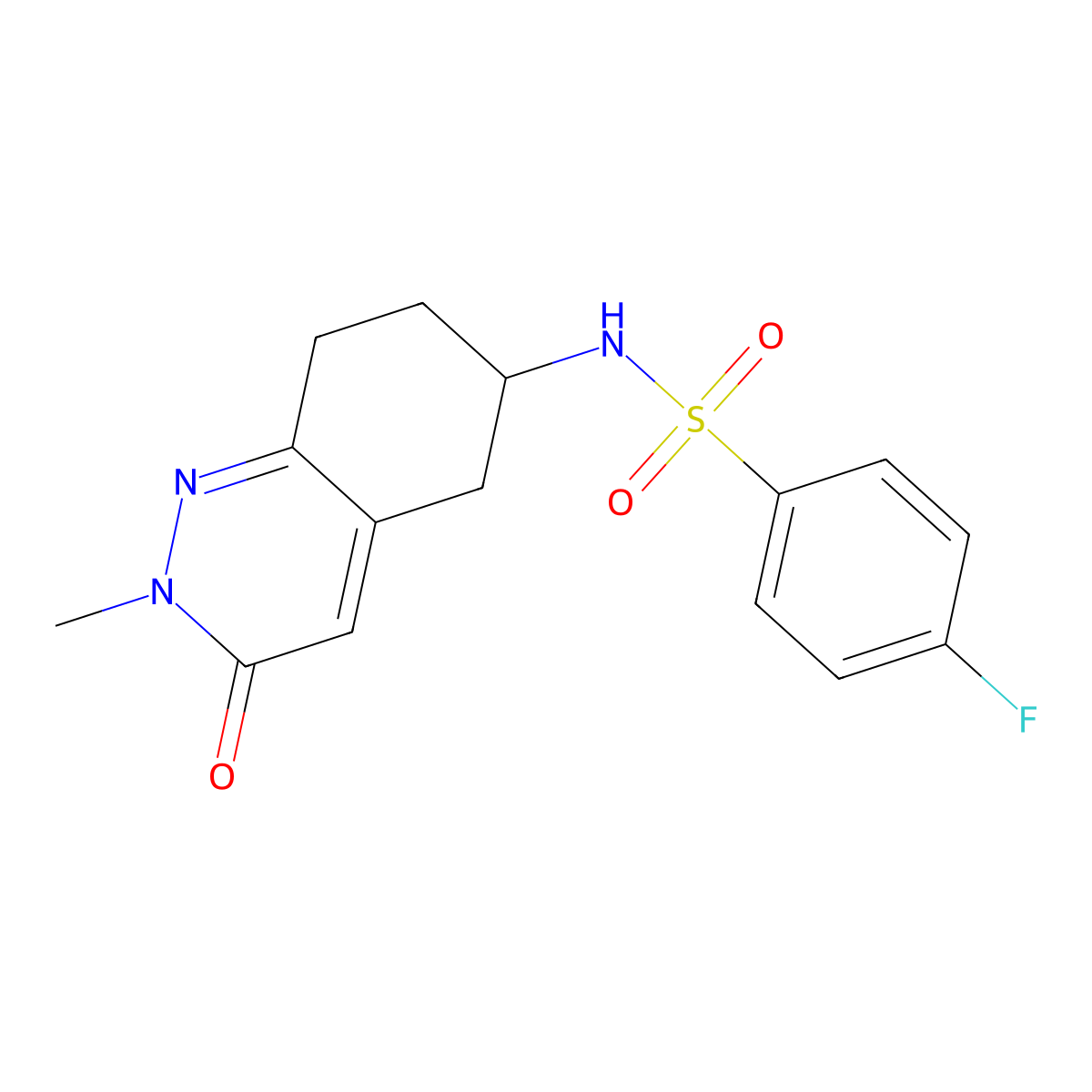 4-fluoro-N-(2-methyl-3-oxo-2,3,5,6,7,8-hexahydrocinnolin-6-yl)benzenesulfonamide molecular structure, CAS 2034509-70-9