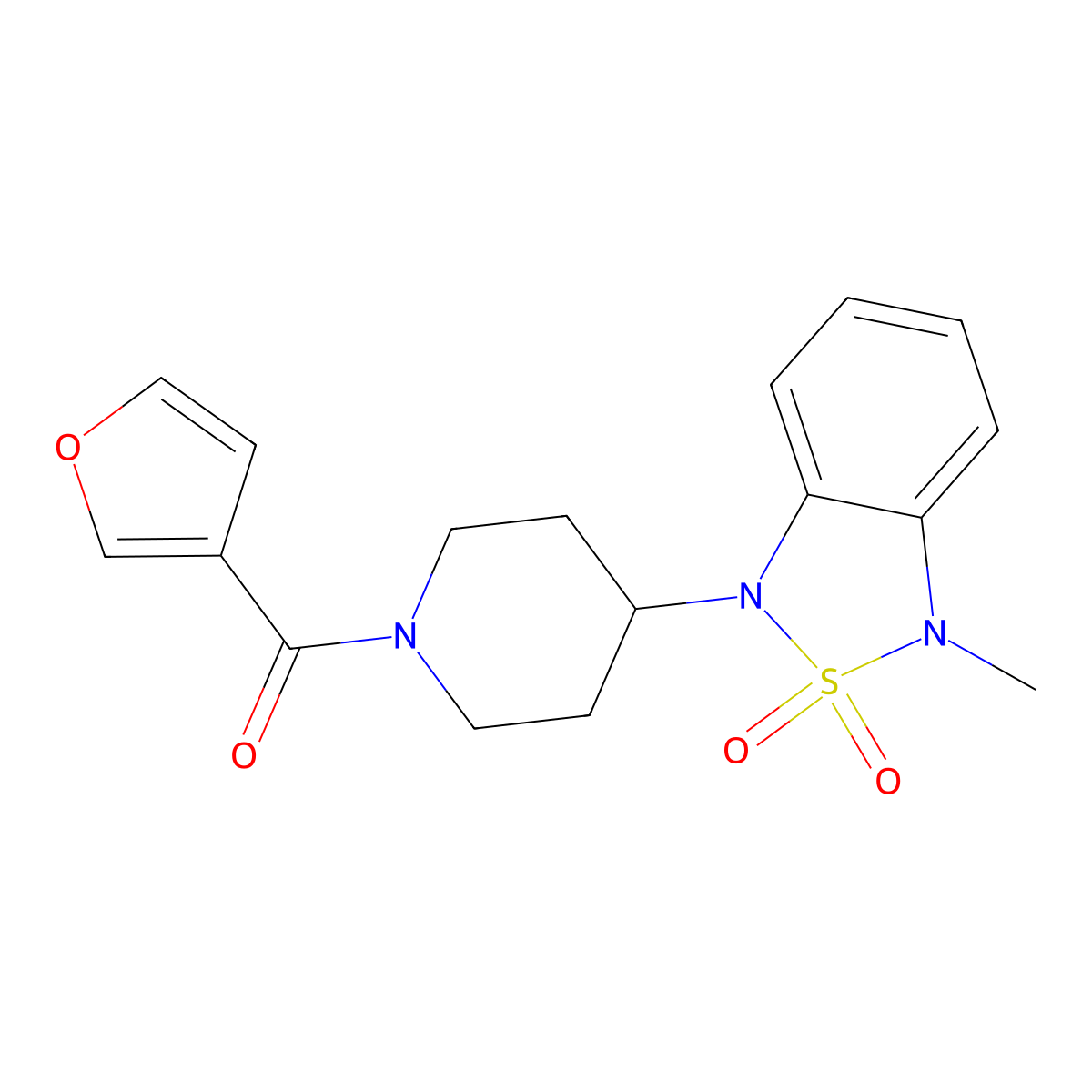 furan-3-yl(4-(3-methyl-2,2-dioxidobenzo[c][1,2,5]thiadiazol-1(3H)-yl)piperidin-1-yl)methanone molecular structure, CAS 2034509-83-4