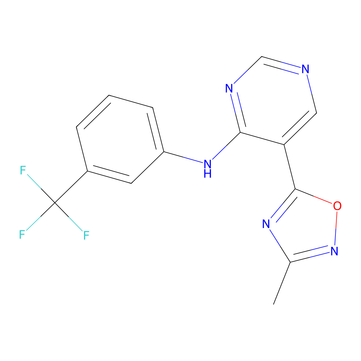 5-(3-methyl-1,2,4-oxadiazol-5-yl)-N-[3-(trifluoromethyl)phenyl]pyrimidin-4-amine molecular structure, CAS 2034509-84-5