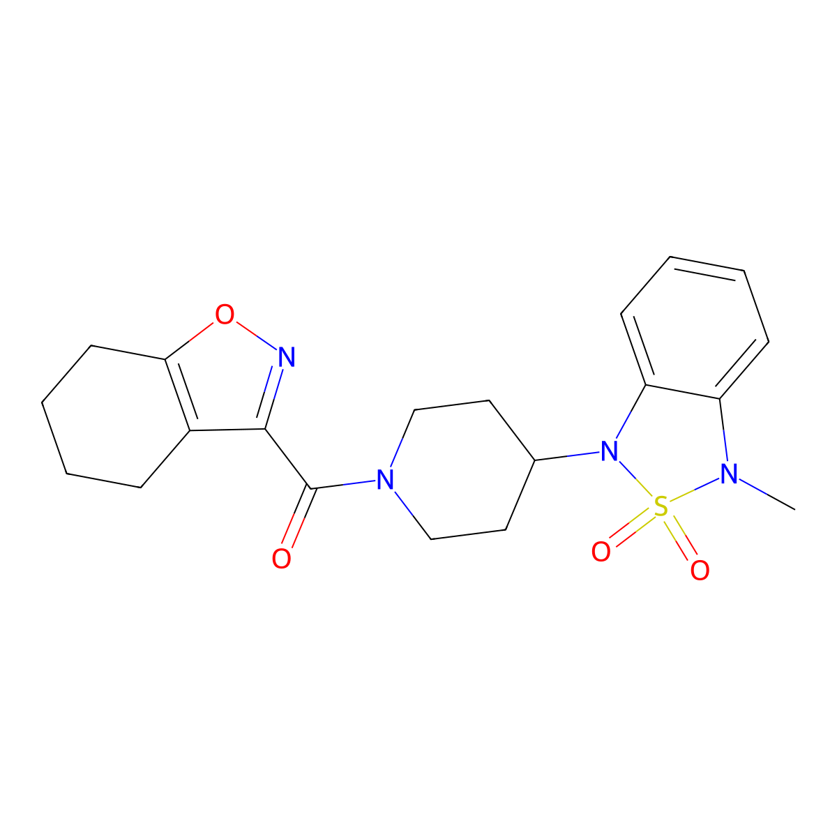 (4-(3-methyl-2,2-dioxidobenzo[c][1,2,5]thiadiazol-1(3H)-yl)piperidin-1-yl)(4,5,6,7-tetrahydrobenzo[d]isoxazol-3-yl)methanone molecular structure, CAS 2034509-93-6
