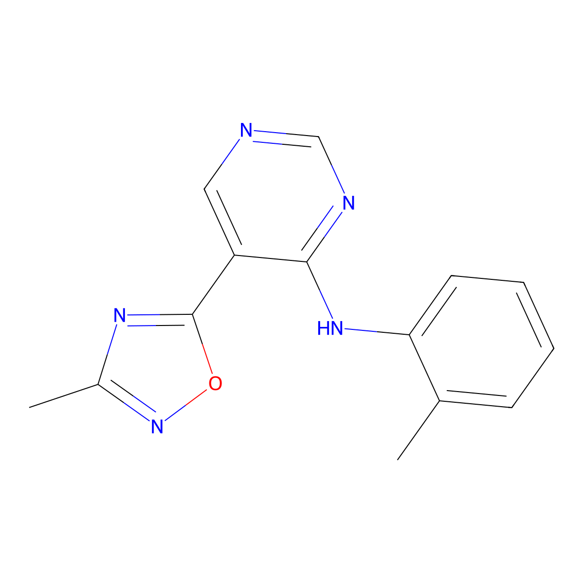 5-(3-methyl-1,2,4-oxadiazol-5-yl)-N-(o-tolyl)pyrimidin-4-amine molecular structure, CAS 2034509-94-7