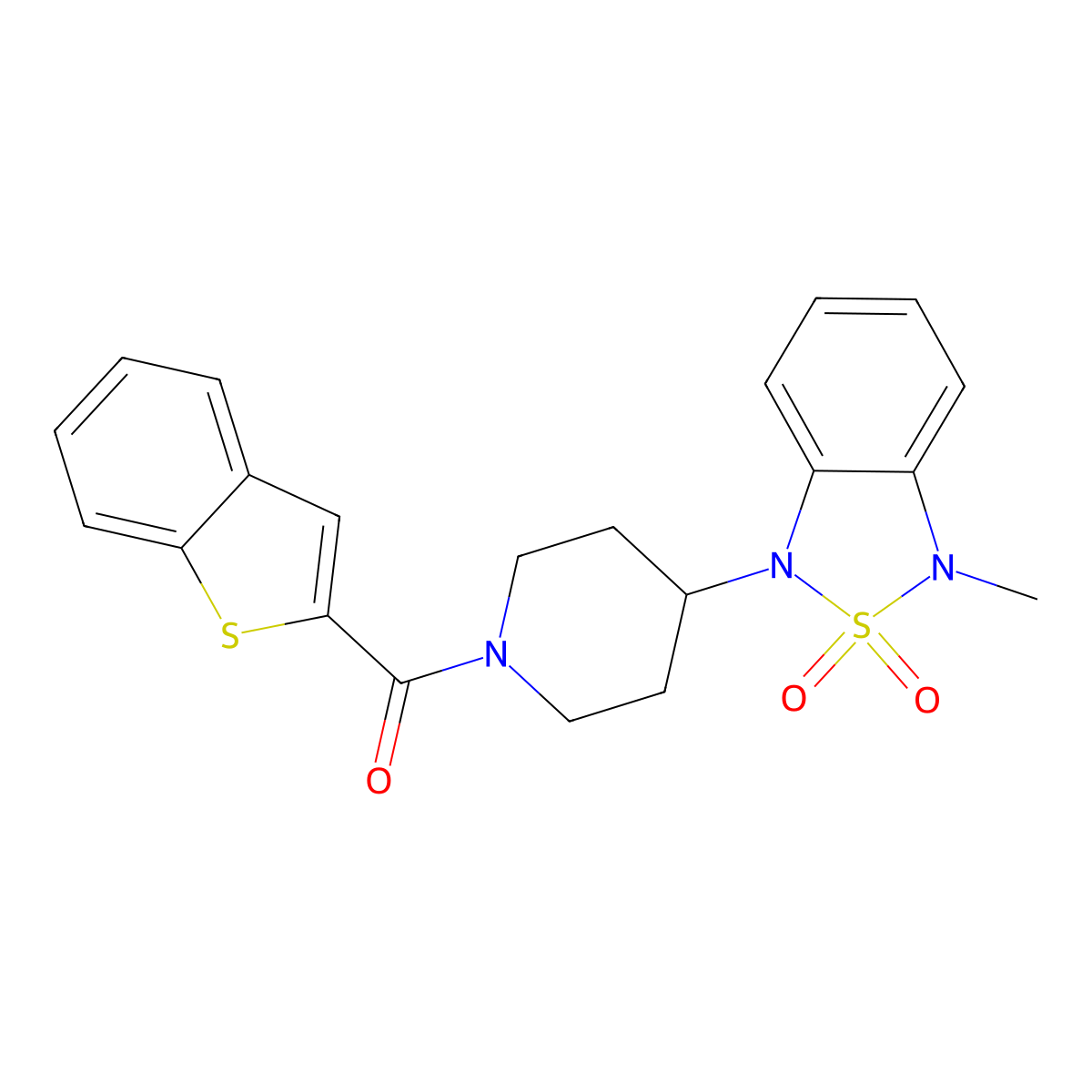 benzo[b]thiophen-2-yl(4-(3-methyl-2,2-dioxidobenzo[c][1,2,5]thiadiazol-1(3H)-yl)piperidin-1-yl)methanone molecular structure, CAS 2034510-08-0