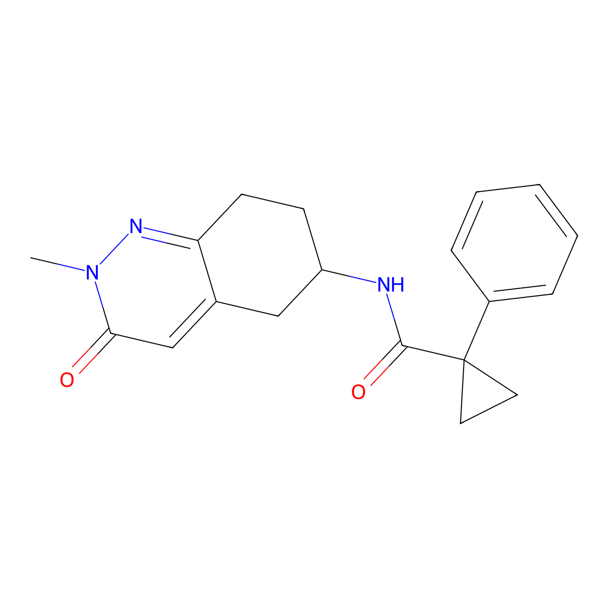 N-(2-methyl-3-oxo-2,3,5,6,7,8-hexahydrocinnolin-6-yl)-1-phenylcyclopropanecarboxamide molecular structure, CAS 2034510-10-4