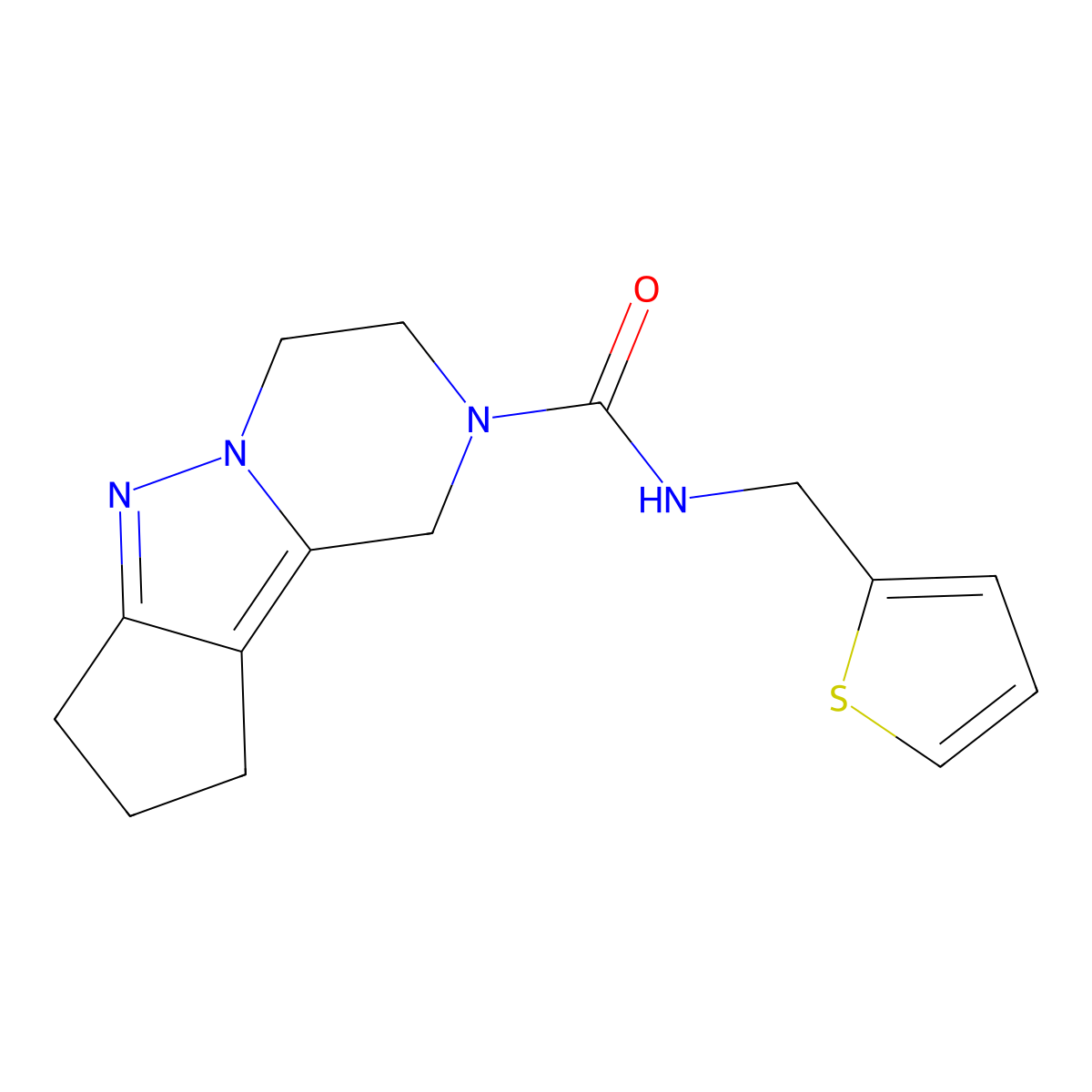 N-(thiophen-2-ylmethyl)-3,4,8,9-tetrahydro-1H-cyclopenta[3,4]pyrazolo[1,5-a]pyrazine-2(7H)-carboxamide molecular structure, CAS 2034510-11-5