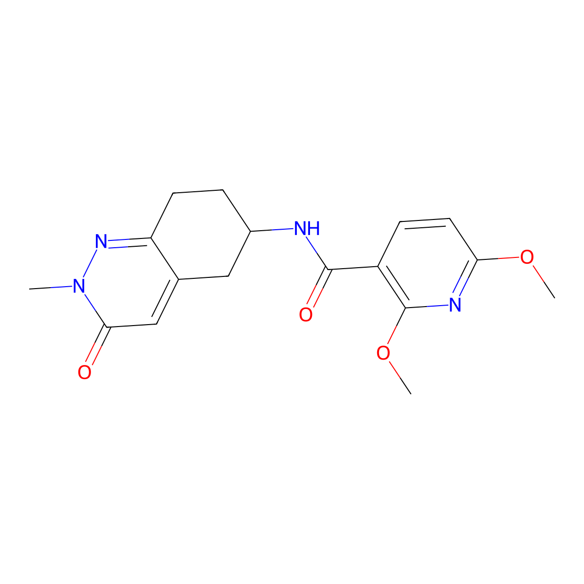 2,6-dimethoxy-N-(2-methyl-3-oxo-2,3,5,6,7,8-hexahydrocinnolin-6-yl)nicotinamide molecular structure, CAS 2034510-14-8