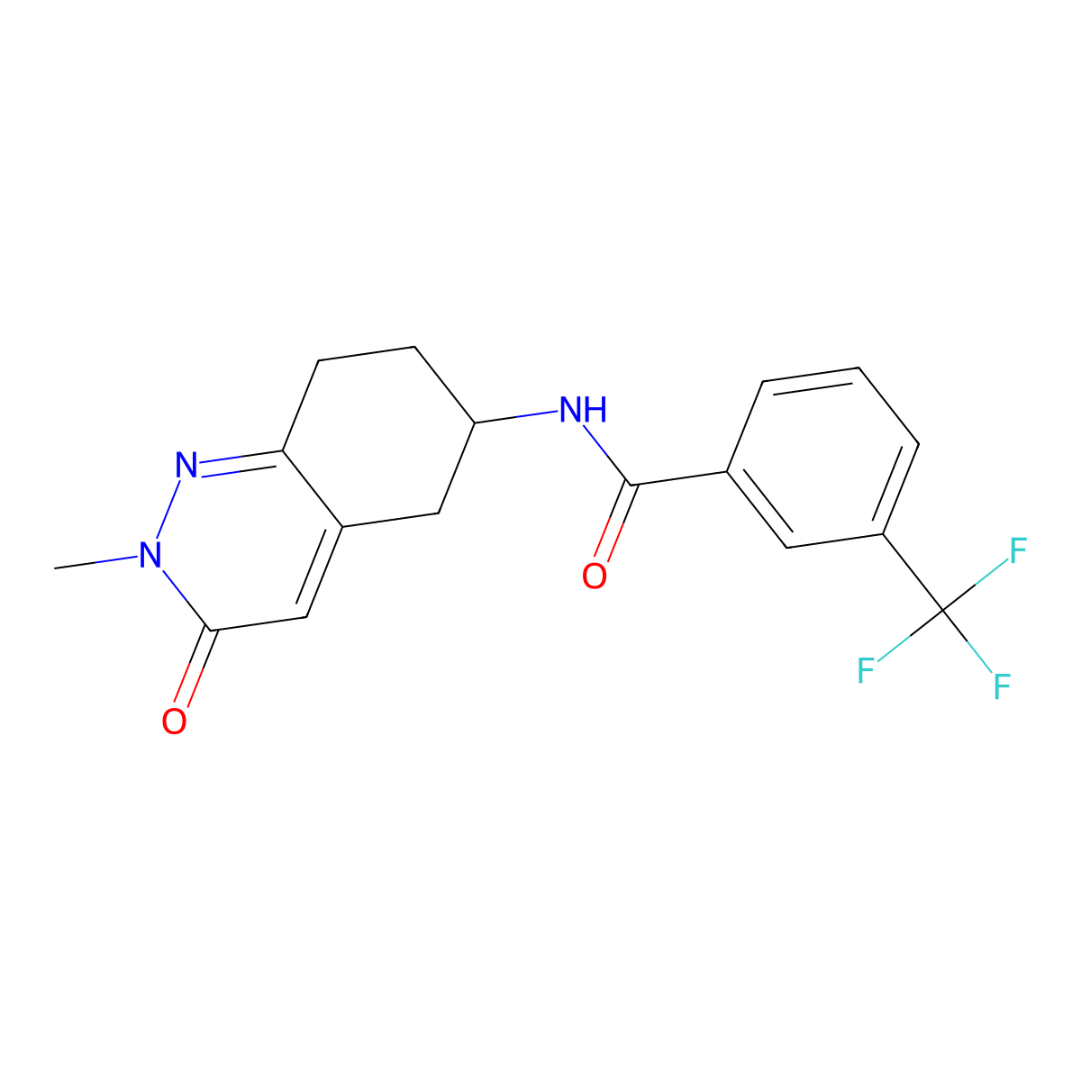 N-(2-methyl-3-oxo-2,3,5,6,7,8-hexahydrocinnolin-6-yl)-3-(trifluoromethyl)benzamide molecular structure, CAS 2034510-30-8