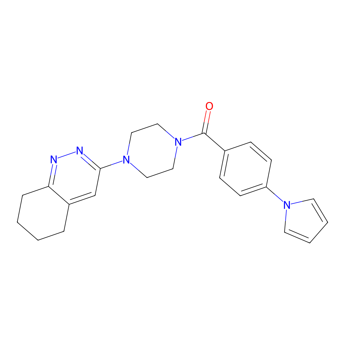 (4-(1H-pyrrol-1-yl)phenyl)(4-(5,6,7,8-tetrahydrocinnolin-3-yl)piperazin-1-yl)methanone molecular structure, CAS 2034510-35-3