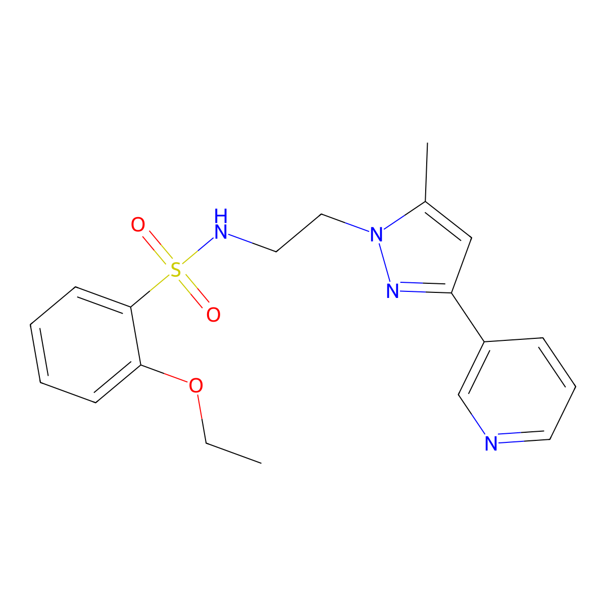 2-ethoxy-N-(2-(5-methyl-3-(pyridin-3-yl)-1H-pyrazol-1-yl)ethyl)benzenesulfonamide molecular structure, CAS 2034510-46-6