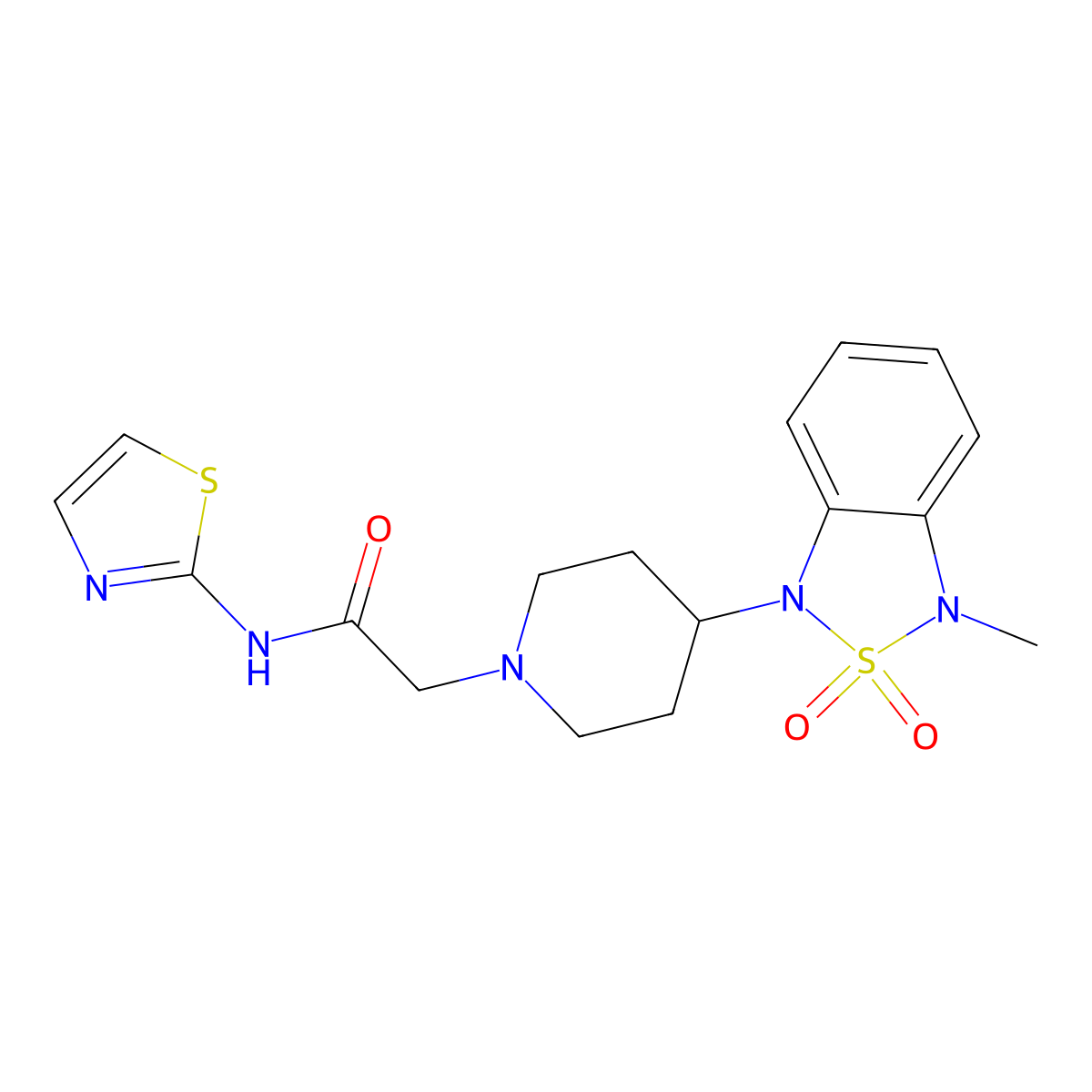 2-(4-(3-methyl-2,2-dioxidobenzo[c][1,2,5]thiadiazol-1(3H)-yl)piperidin-1-yl)-N-(thiazol-2-yl)acetamide molecular structure, CAS 2034510-47-7