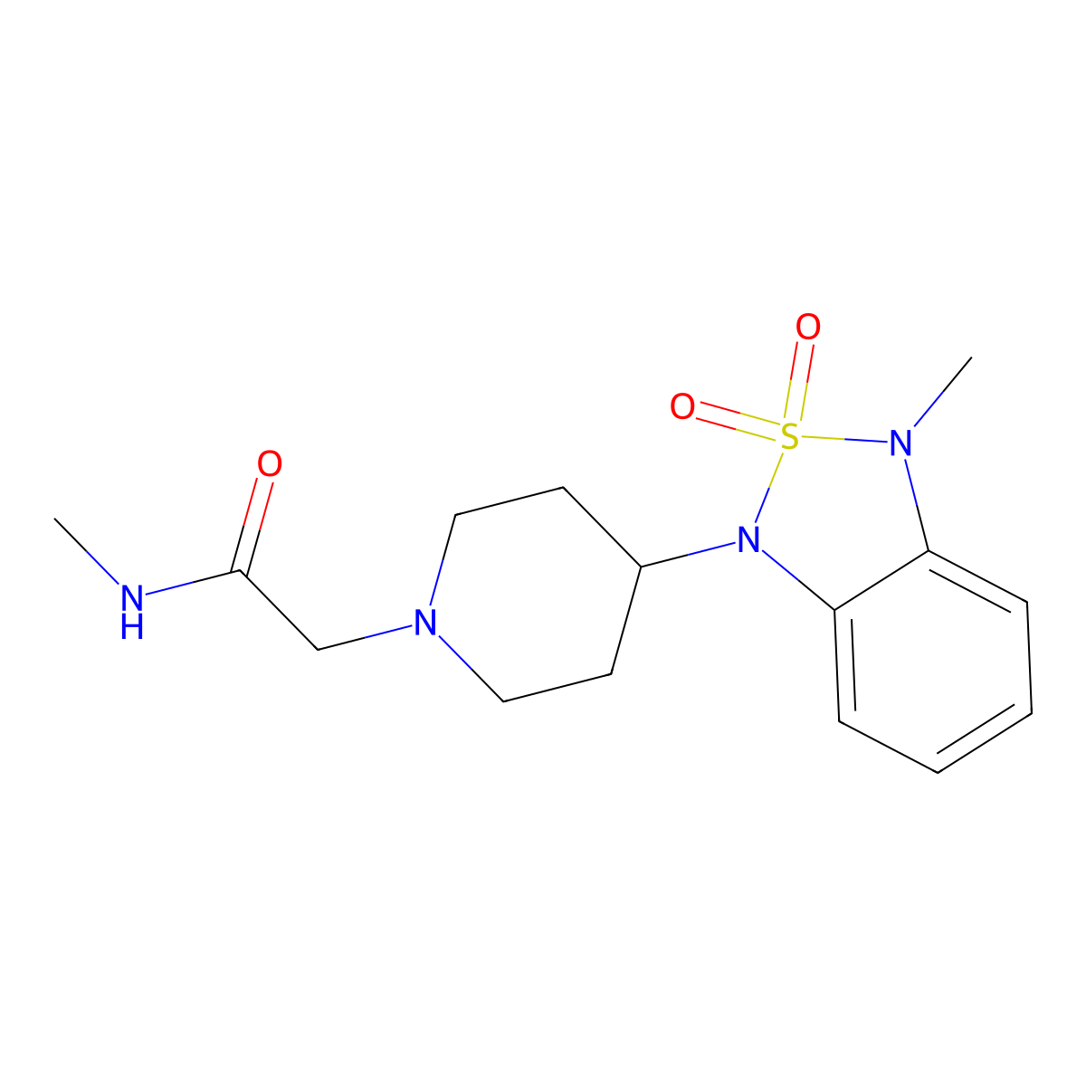 N-methyl-2-(4-(3-methyl-2,2-dioxidobenzo[c][1,2,5]thiadiazol-1(3H)-yl)piperidin-1-yl)acetamide molecular structure, CAS 2034510-53-5