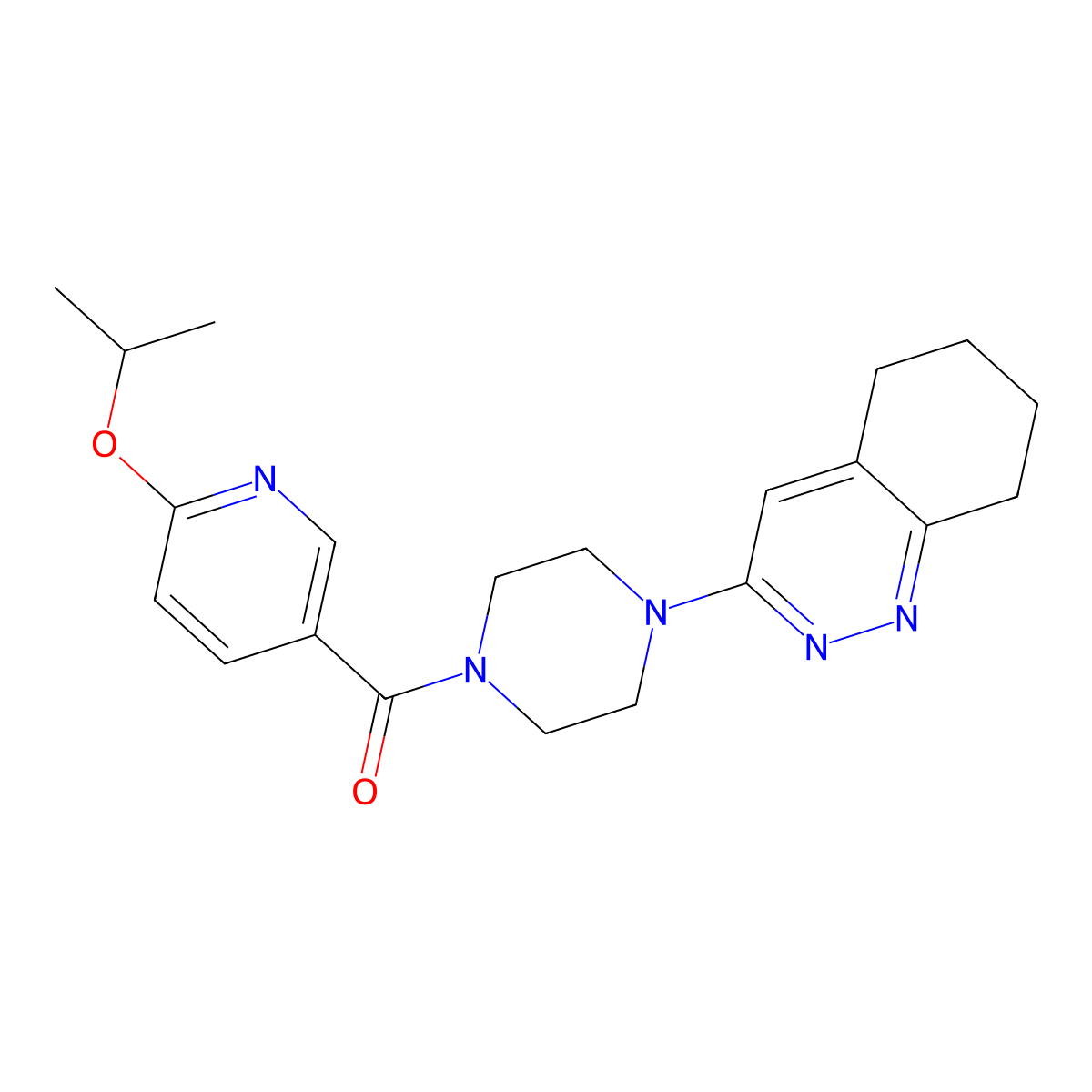(6-Isopropoxypyridin-3-yl)(4-(5,6,7,8-tetrahydrocinnolin-3-yl)piperazin-1-yl)methanone molecular structure, CAS 2034510-56-8