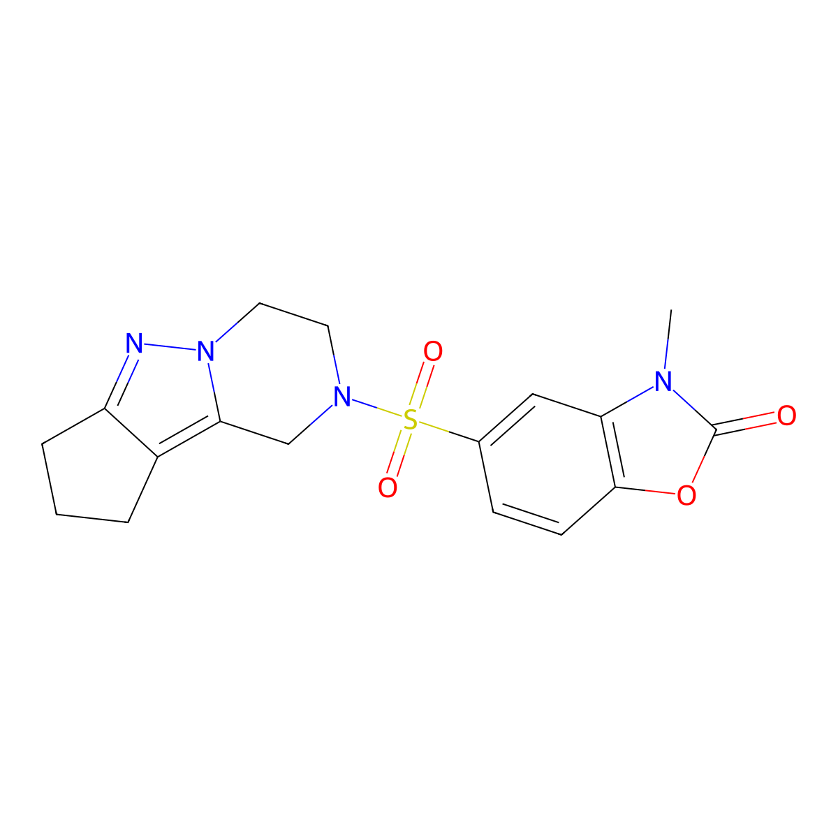 3-Methyl-5-{7,8,11-triazatricyclo[6.4.0.0^{2,6}]dodeca-1,6-diene-11-sulfonyl}-2,3-dihydro-1,3-benzoxazol-2-one molecular structure, CAS 2034510-58-0
