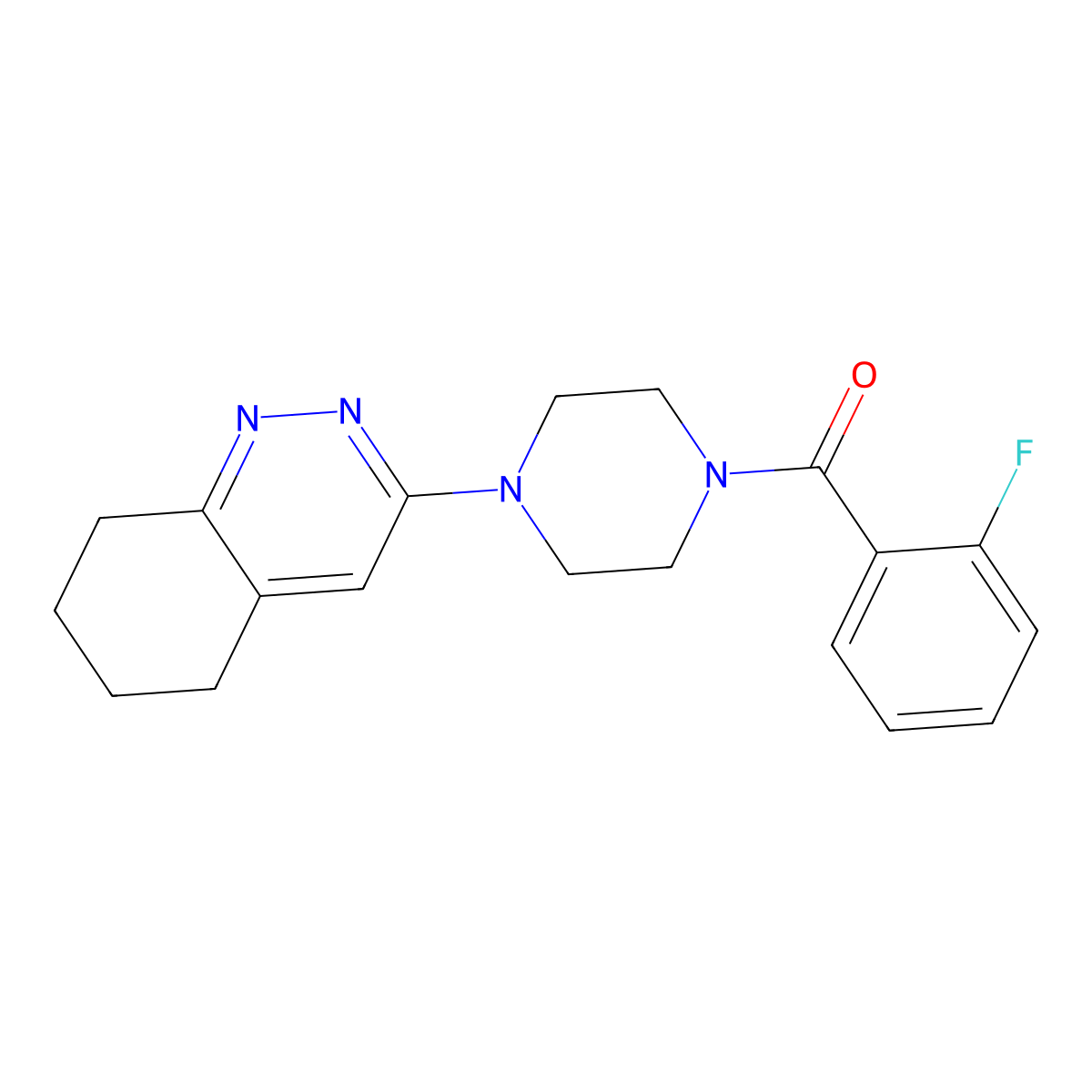 (2-Fluorophenyl)(4-(5,6,7,8-tetrahydrocinnolin-3-yl)piperazin-1-yl)methanone molecular structure, CAS 2034510-62-6