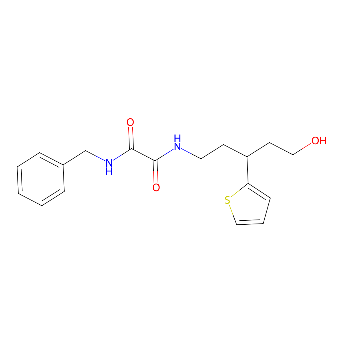 N1-benzyl-N2-(5-hydroxy-3-(thiophen-2-yl)pentyl)oxalamide molecular structure, CAS 2034510-75-1