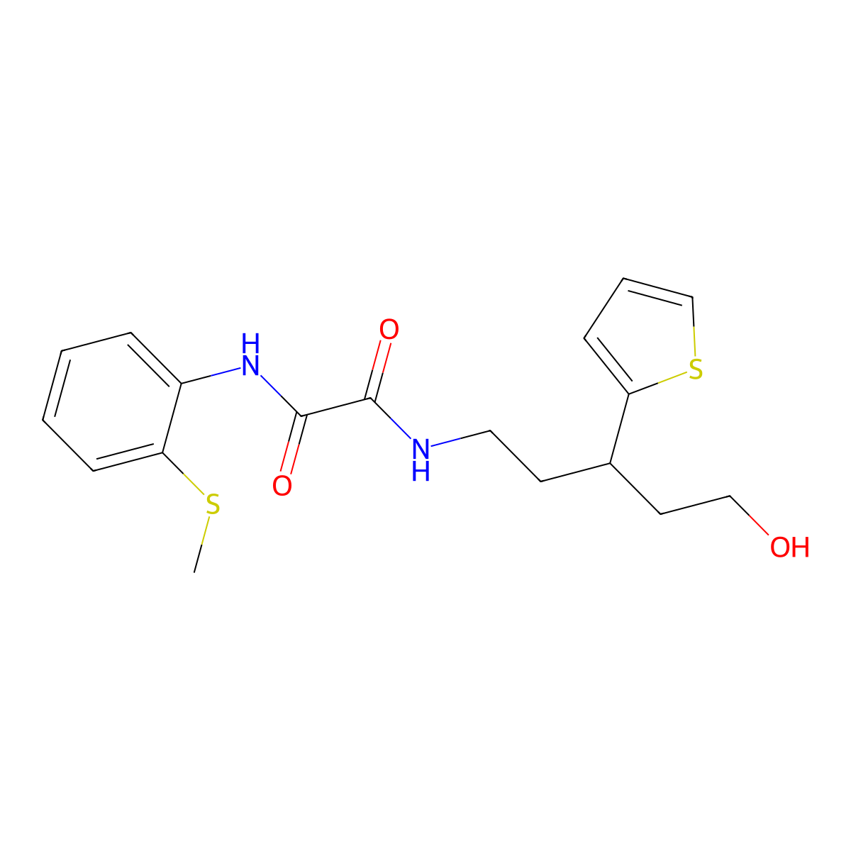 N1-(5-hydroxy-3-(thiophen-2-yl)pentyl)-N2-(2-(methylthio)phenyl)oxalamide molecular structure, CAS 2034510-79-5