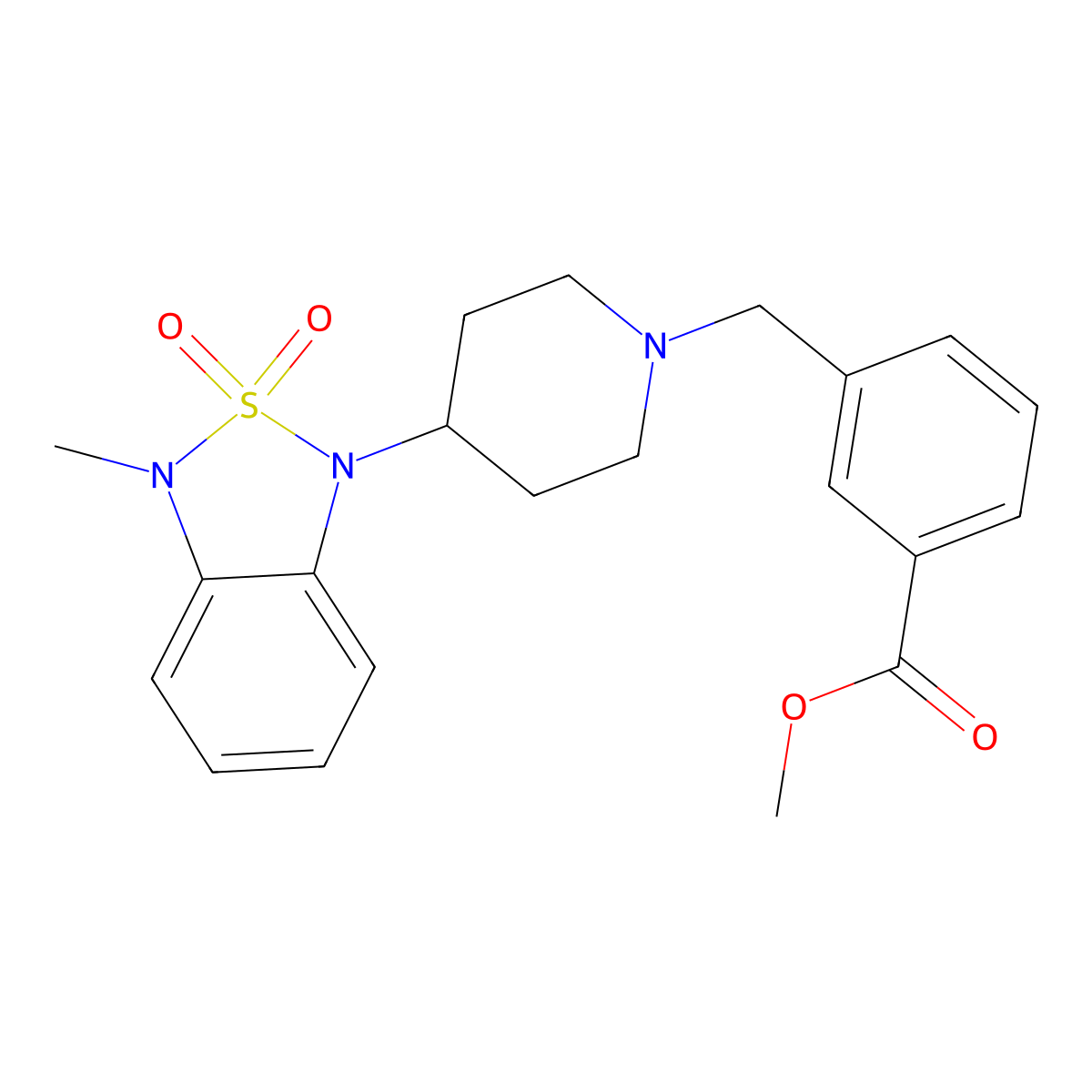 methyl 3-((4-(3-methyl-2,2-dioxidobenzo[c][1,2,5]thiadiazol-1(3H)-yl)piperidin-1-yl)methyl)benzoate molecular structure, CAS 2034510-81-9